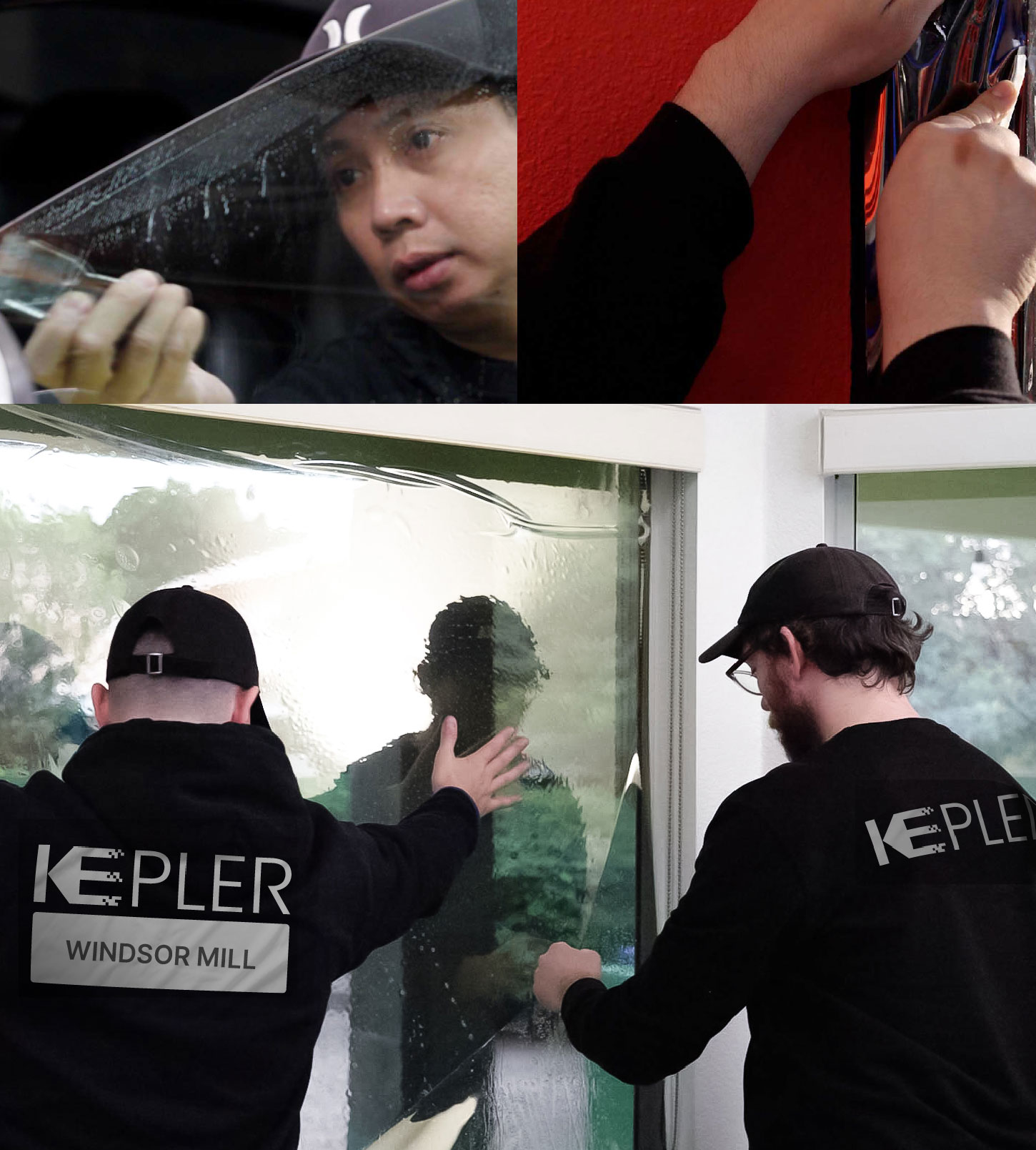 Kepler Technician Installing Ceramic Window Tint to Home in Windsor Mill
