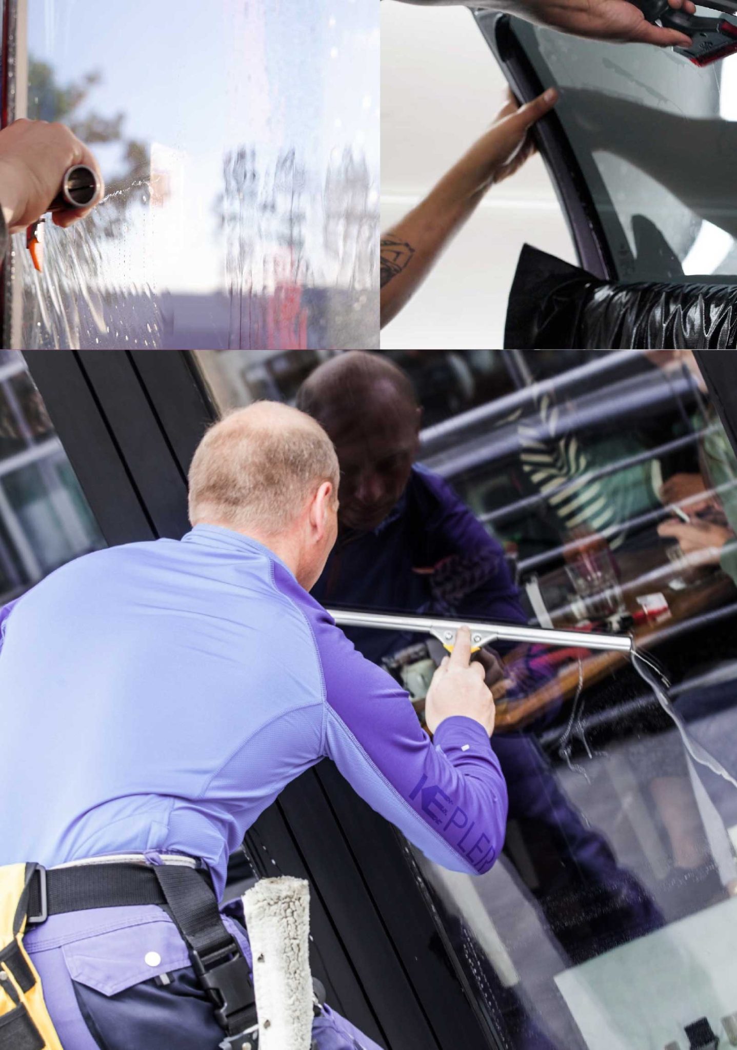 Kepler Skilled Applying Anti-Graffiti Window Film to a White Lake Shop Front