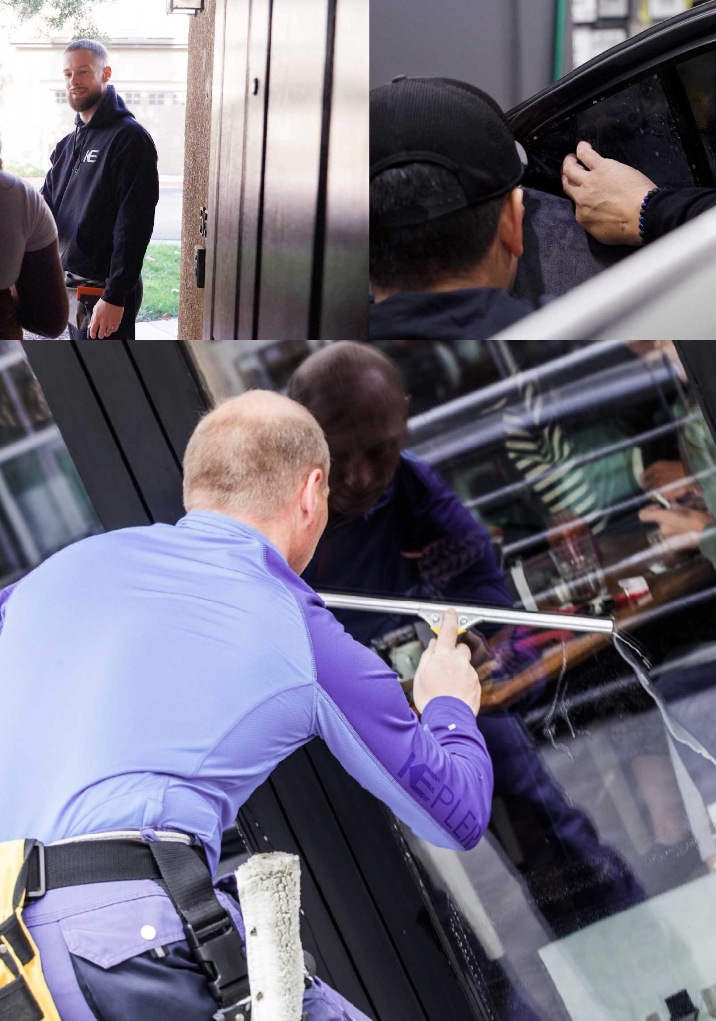 Kepler Professional Applying Anti-Graffiti Window Film to a Flint Shop Front