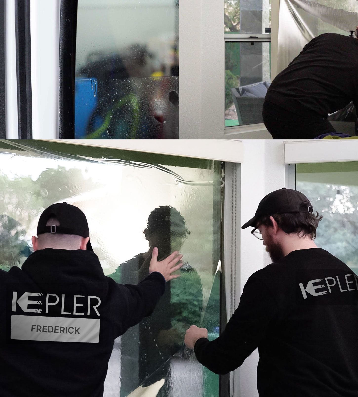 Expert Technician Installing High-tech Window Tint to Home in Frederick