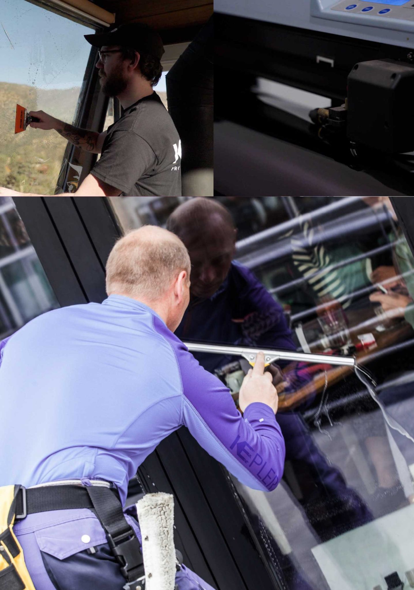 Kepler Professional Applying Anti-Graffiti Window Film to a Portage Shop Front