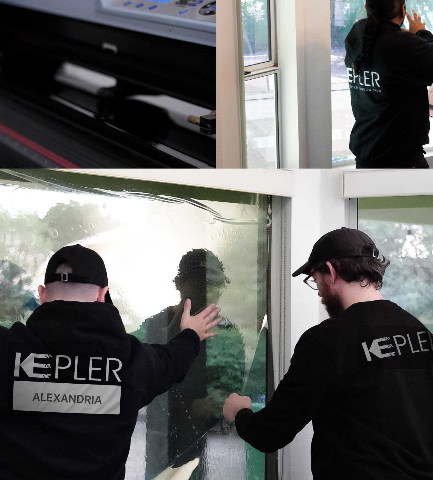 Expert Technician Installing Ceramic Window Tint to Home in Alexandria