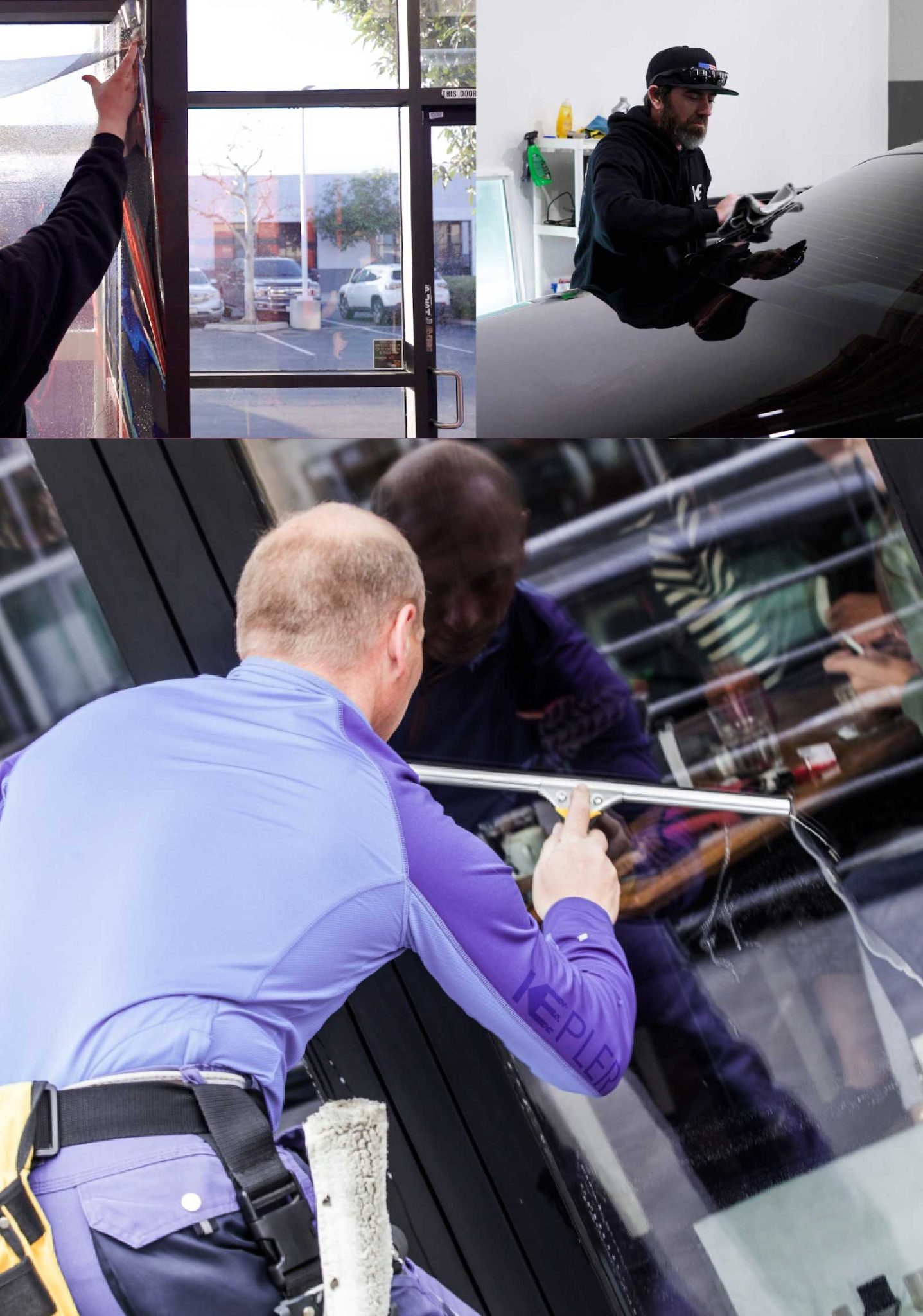 Kepler Skilled Applying Anti-Graffiti Window Film to a Belmont Shop Front