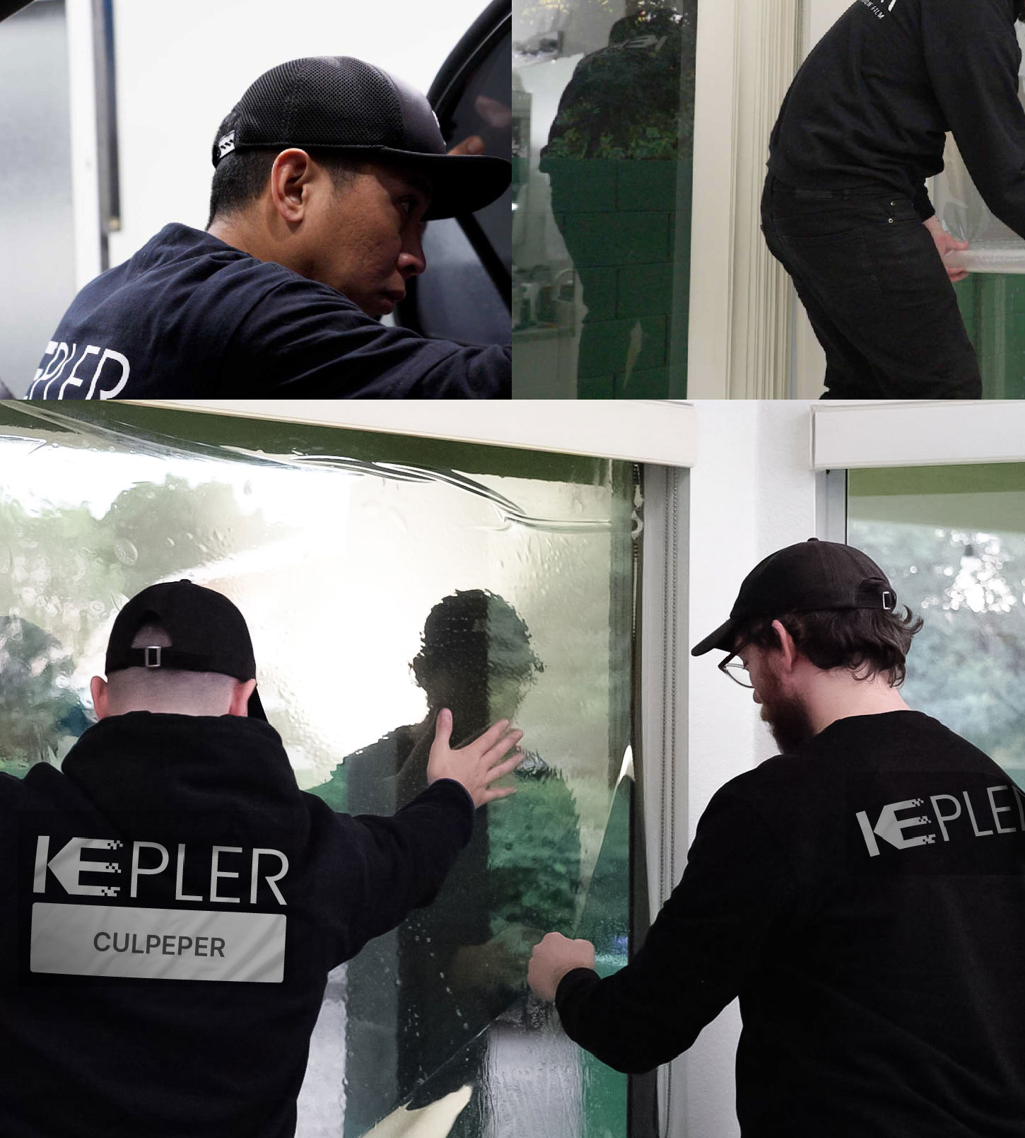 Expert Technician Applying High-tech Window Tint to Home in Culpeper