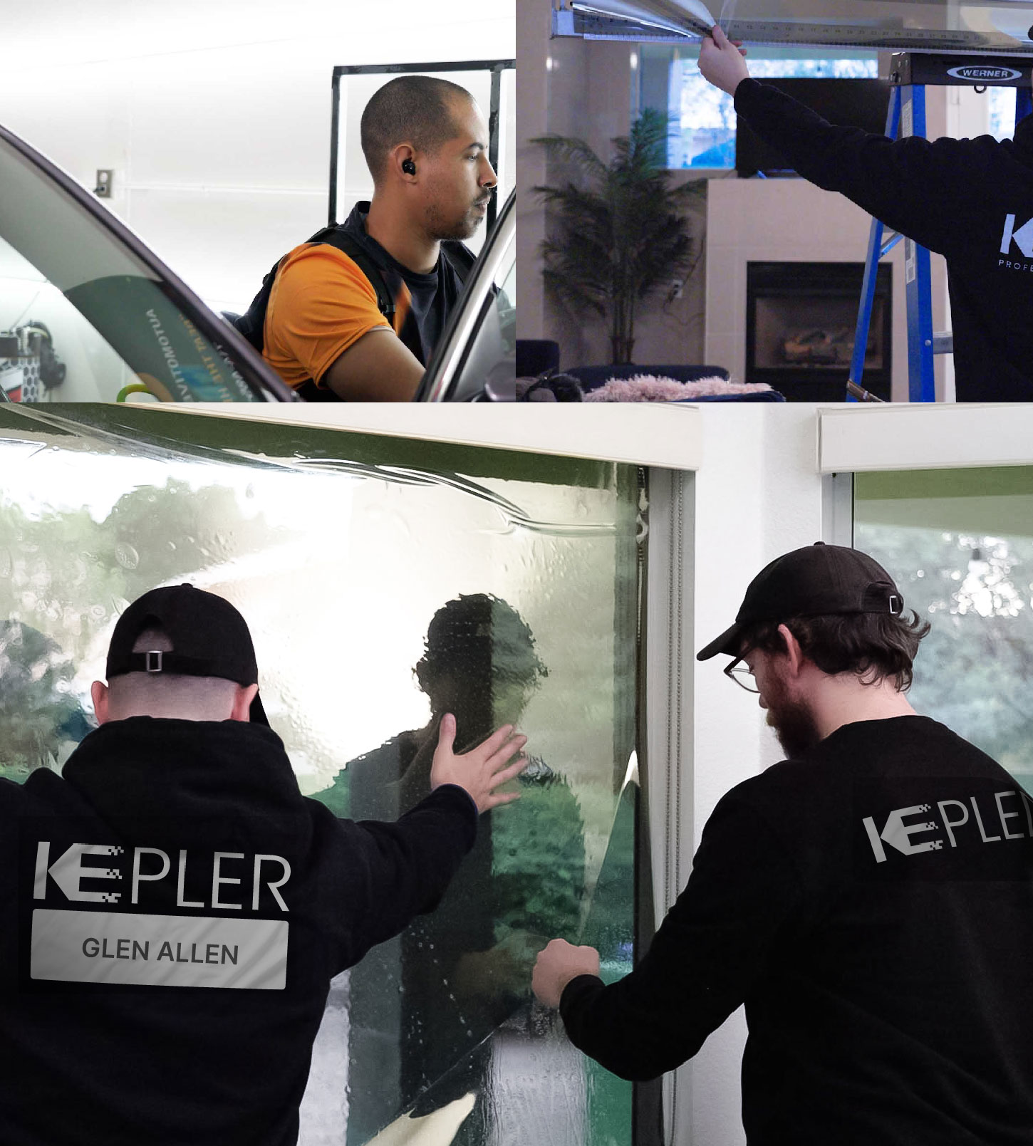 Kepler Technician Fitting High-tech Window Tint to Home in Glen Allen