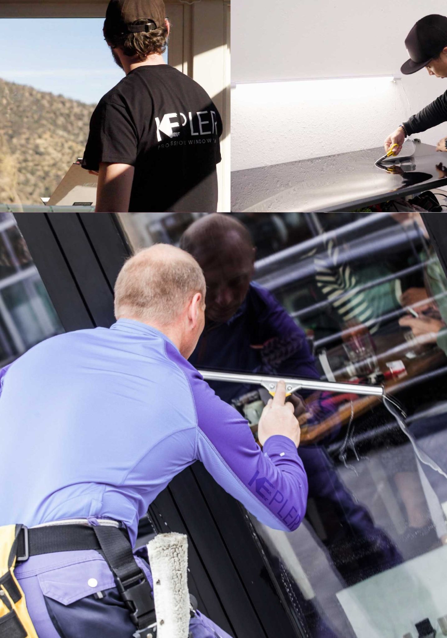 Kepler Professional Applying Anti-Graffiti Window Film to a Muskegon Shop Front