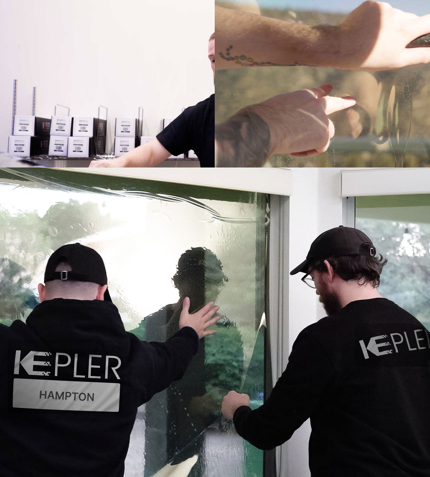 Expert Technician Fitting Ceramic Window Tint to Home in Hampton