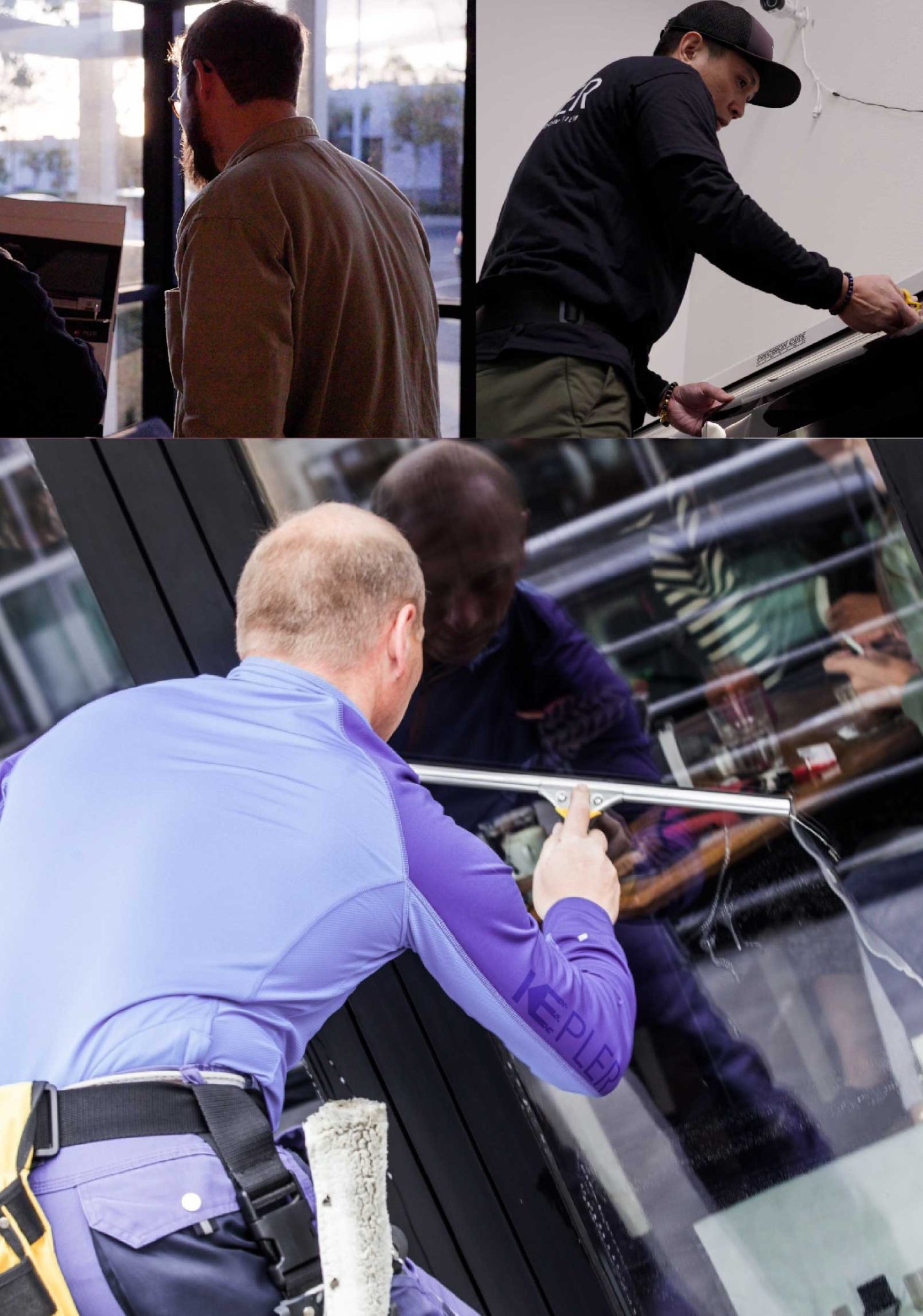 Kepler Skilled Applying Anti-Graffiti Window Film to a West Des Moines Shop Front
