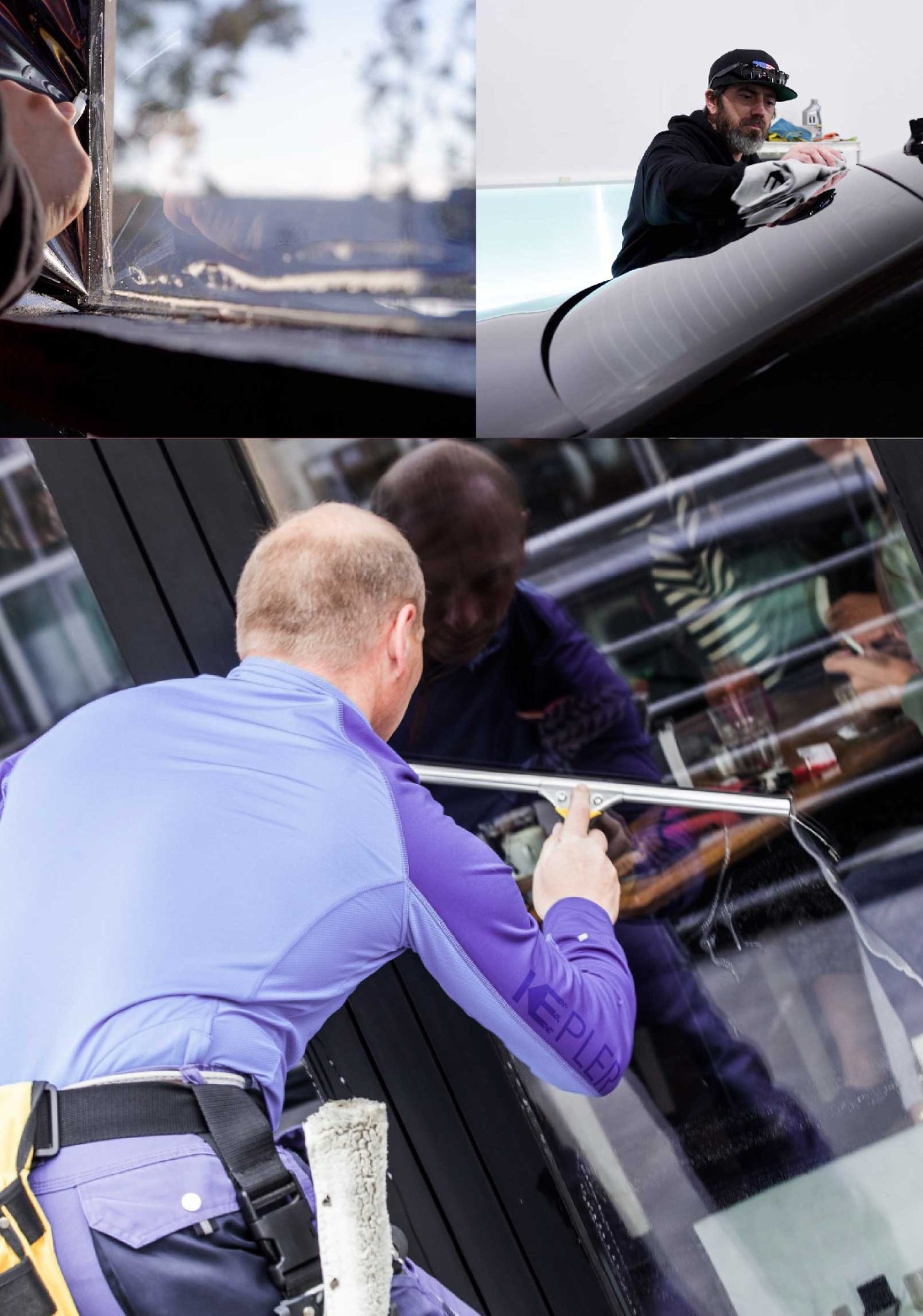 Kepler Professional Applying Anti-Graffiti Window Film to a Mason City Shop Front