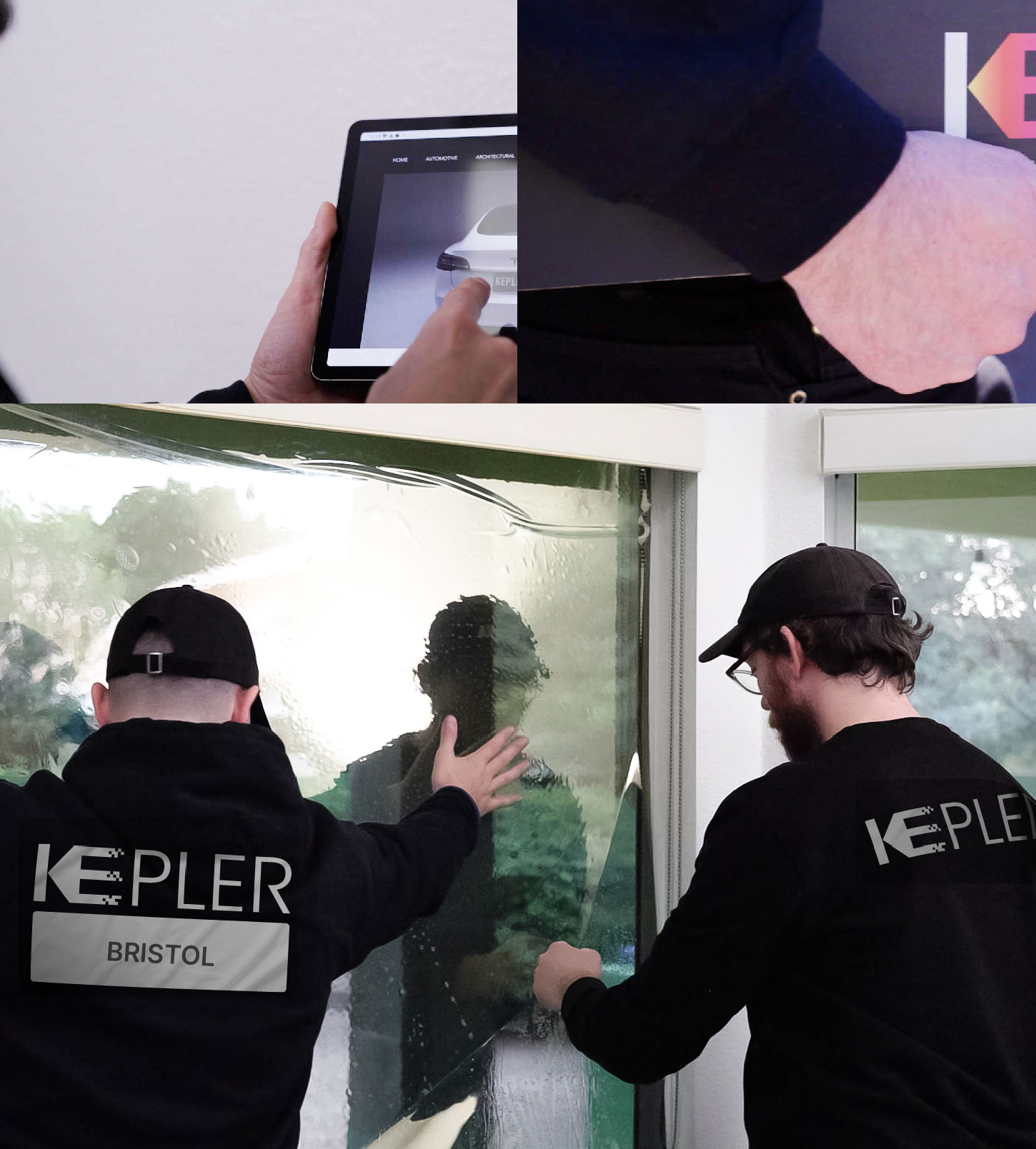 Kepler Technician Applying Advanced Window Tint to Home in Bristol