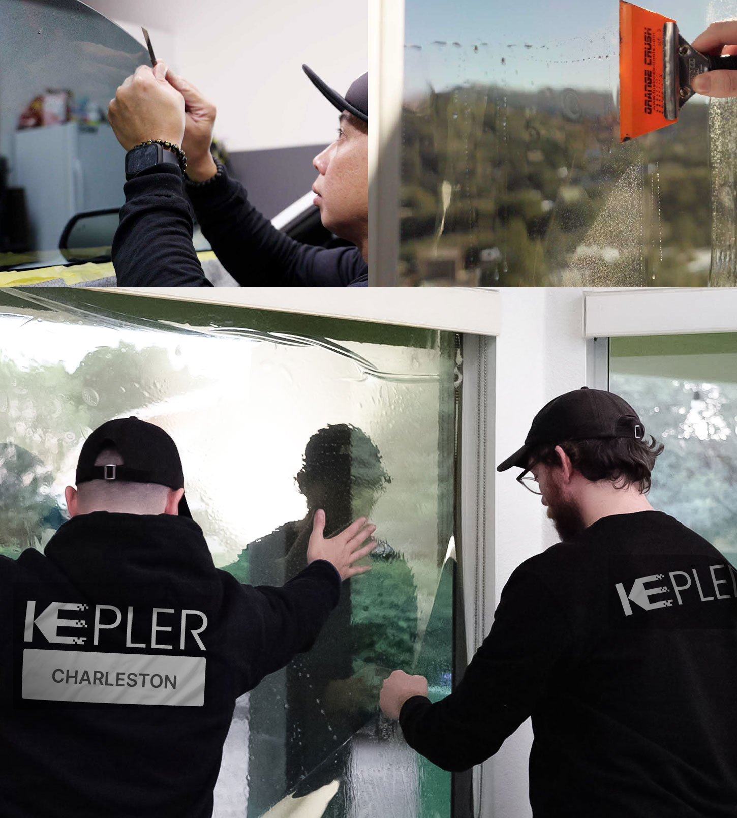 Kepler Technician Fitting Ceramic Window Tint to Home in Charleston