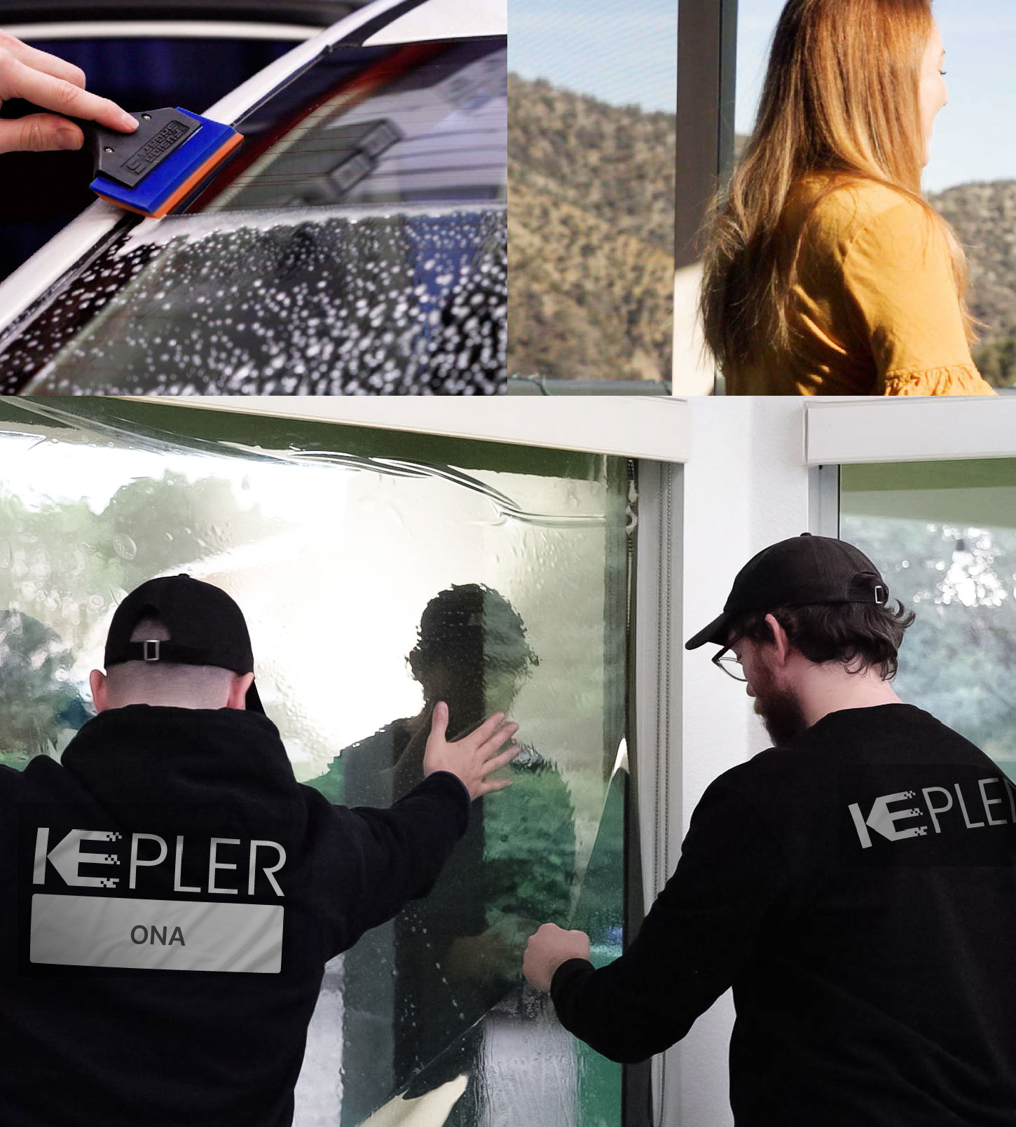 Expert Technician Fitting Ceramic Window Tint to Home in Ona