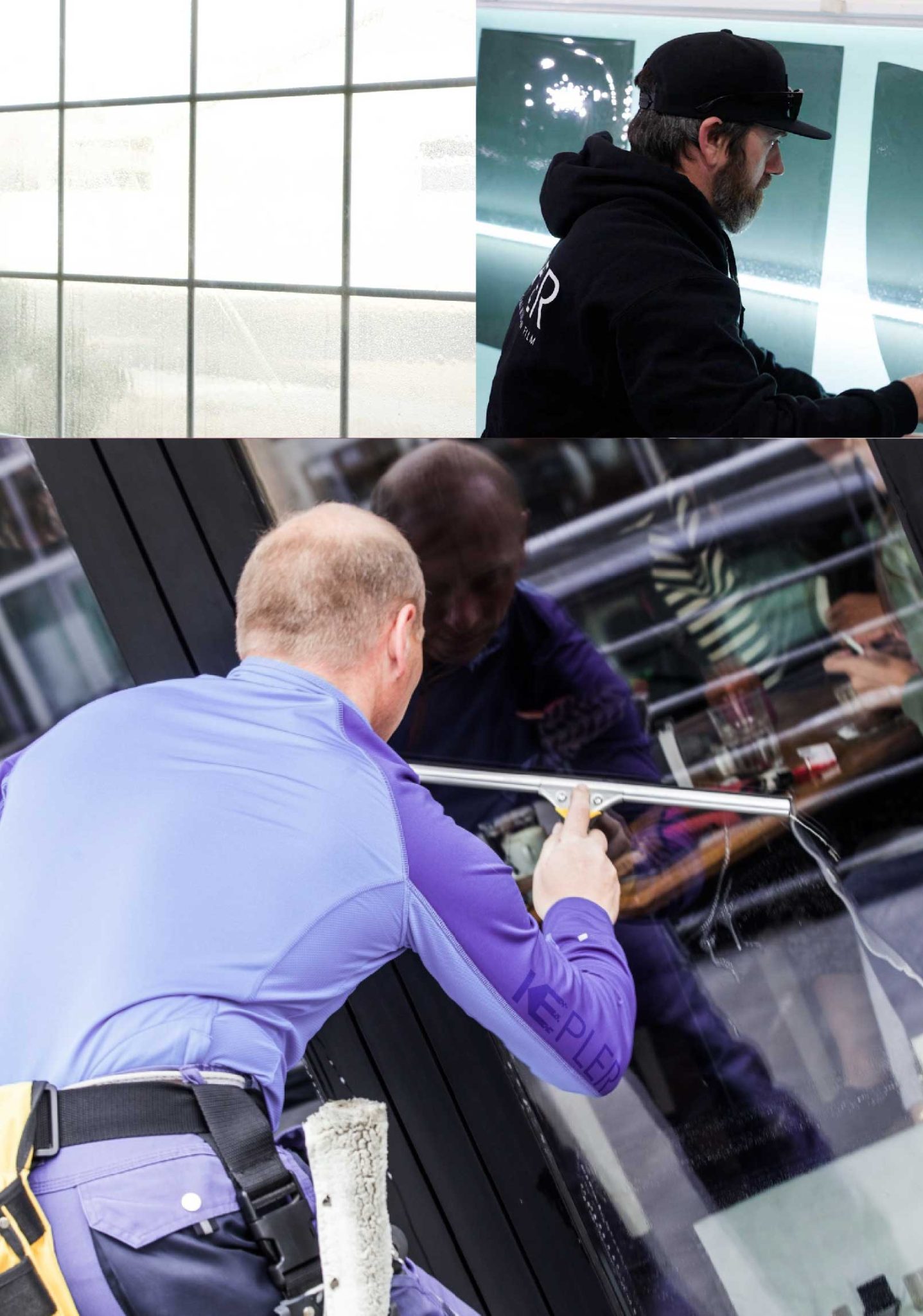 Kepler Professional Applying Anti-Graffiti Window Film to a North Liberty Shop Front