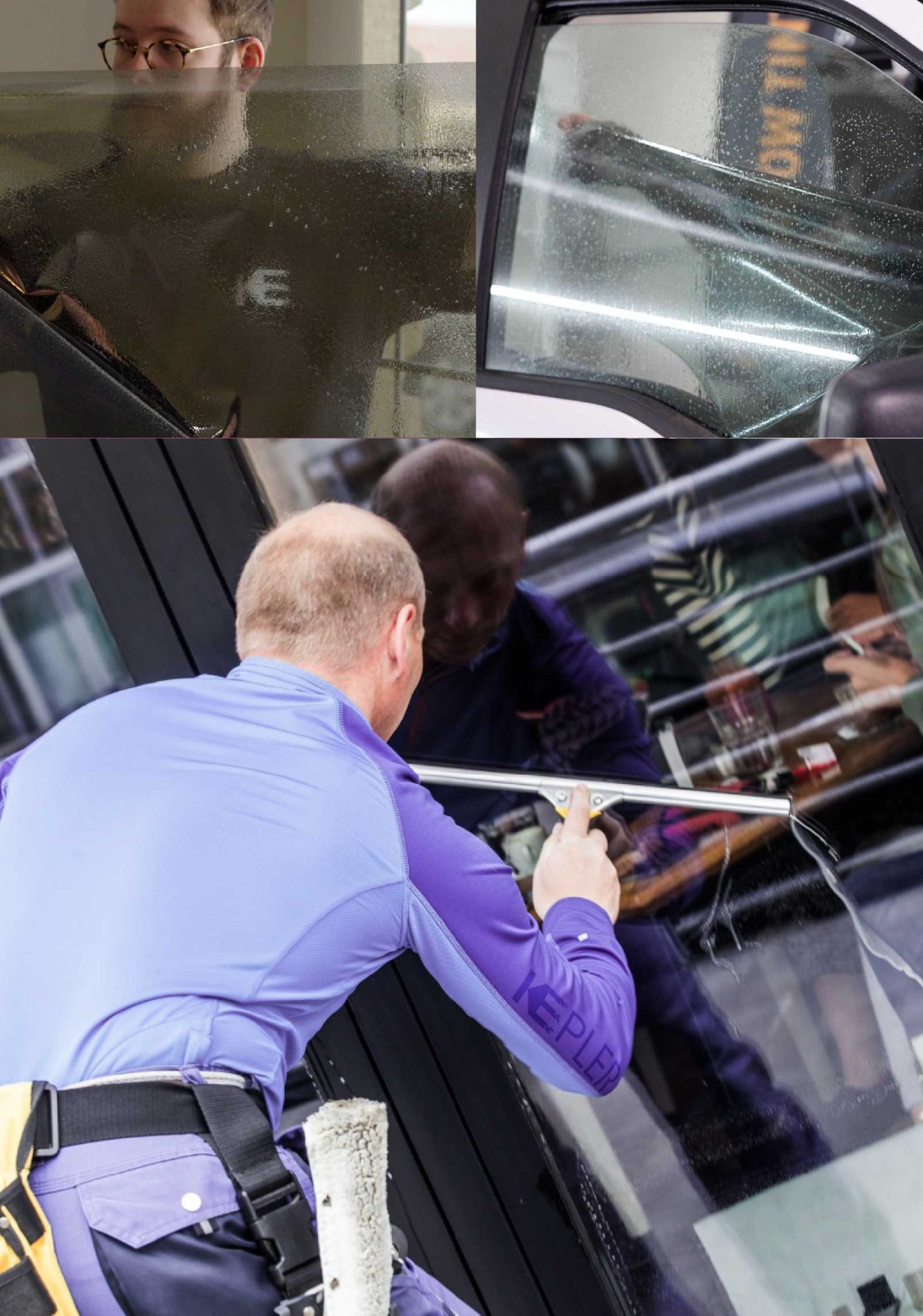 Kepler Skilled Applying Anti-Graffiti Window Film to a Cedar Rapids Shop Front