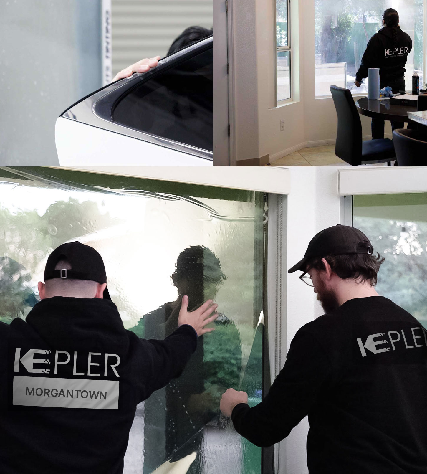 Expert Technician Installing High-tech Window Tint to Home in Morgantown