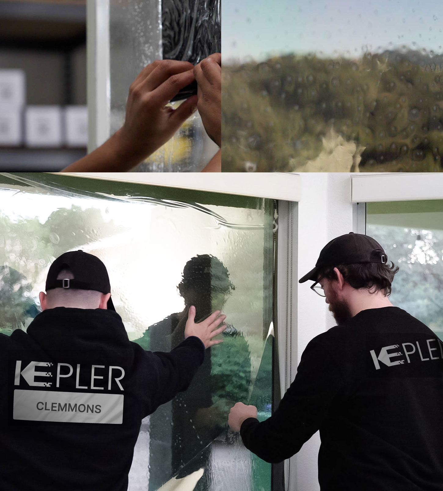 Expert Technician Fitting Advanced Window Tint to Home in Clemmons
