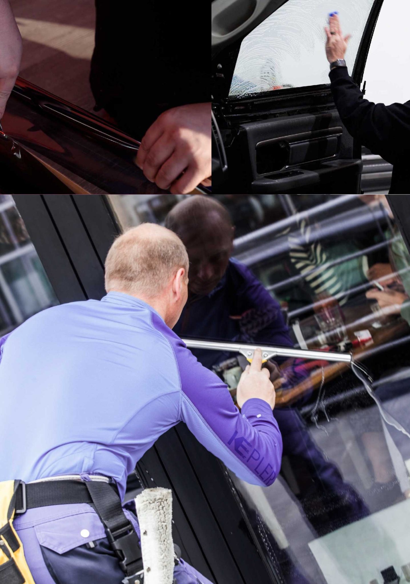 Kepler Expert Applying Anti-Graffiti Window Film to a Sheboygan Shop Front