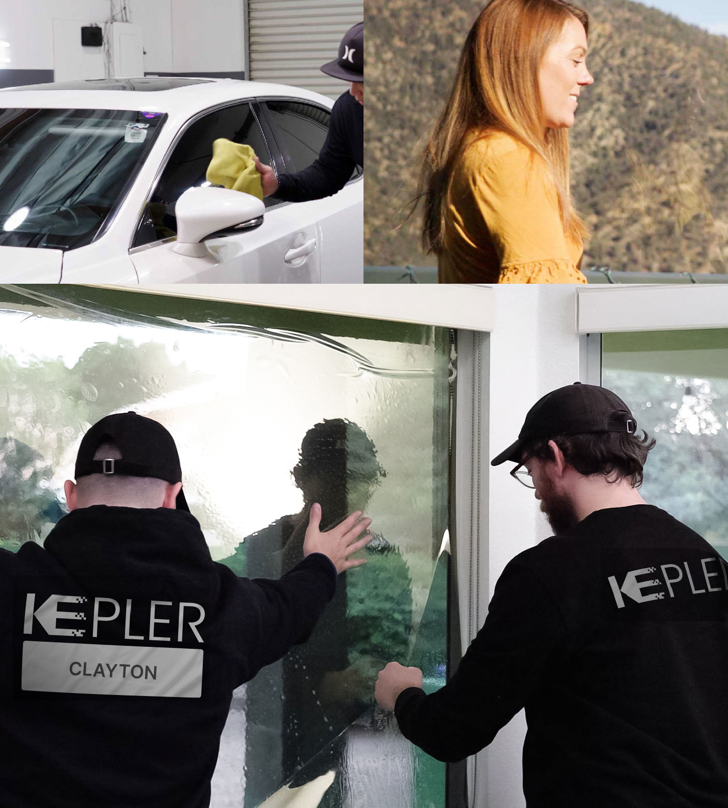 Expert Technician Installing Ceramic Window Tint to Home in Clayton
