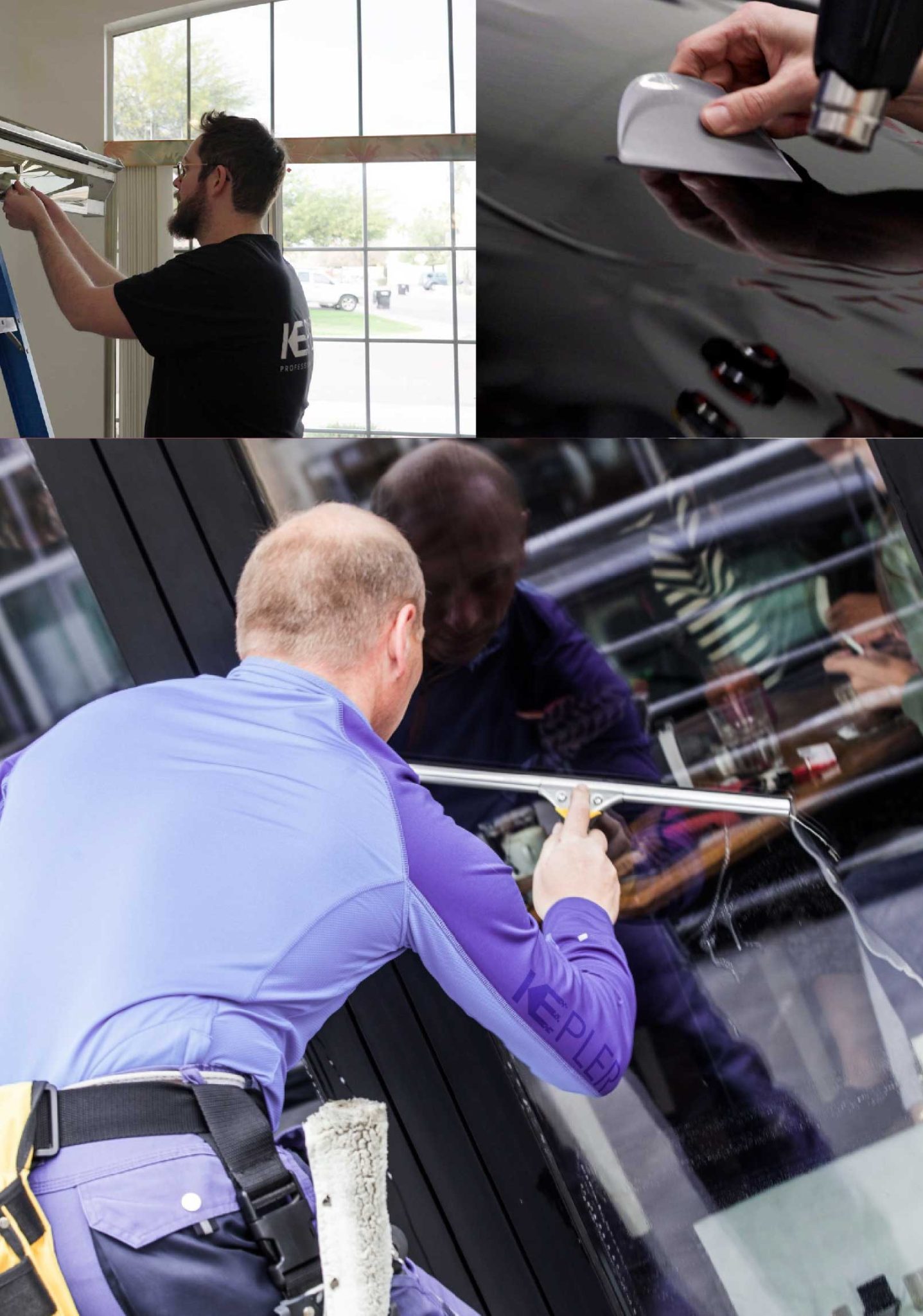 Kepler Professional Applying Anti-Graffiti Window Film to a Racine Shop Front