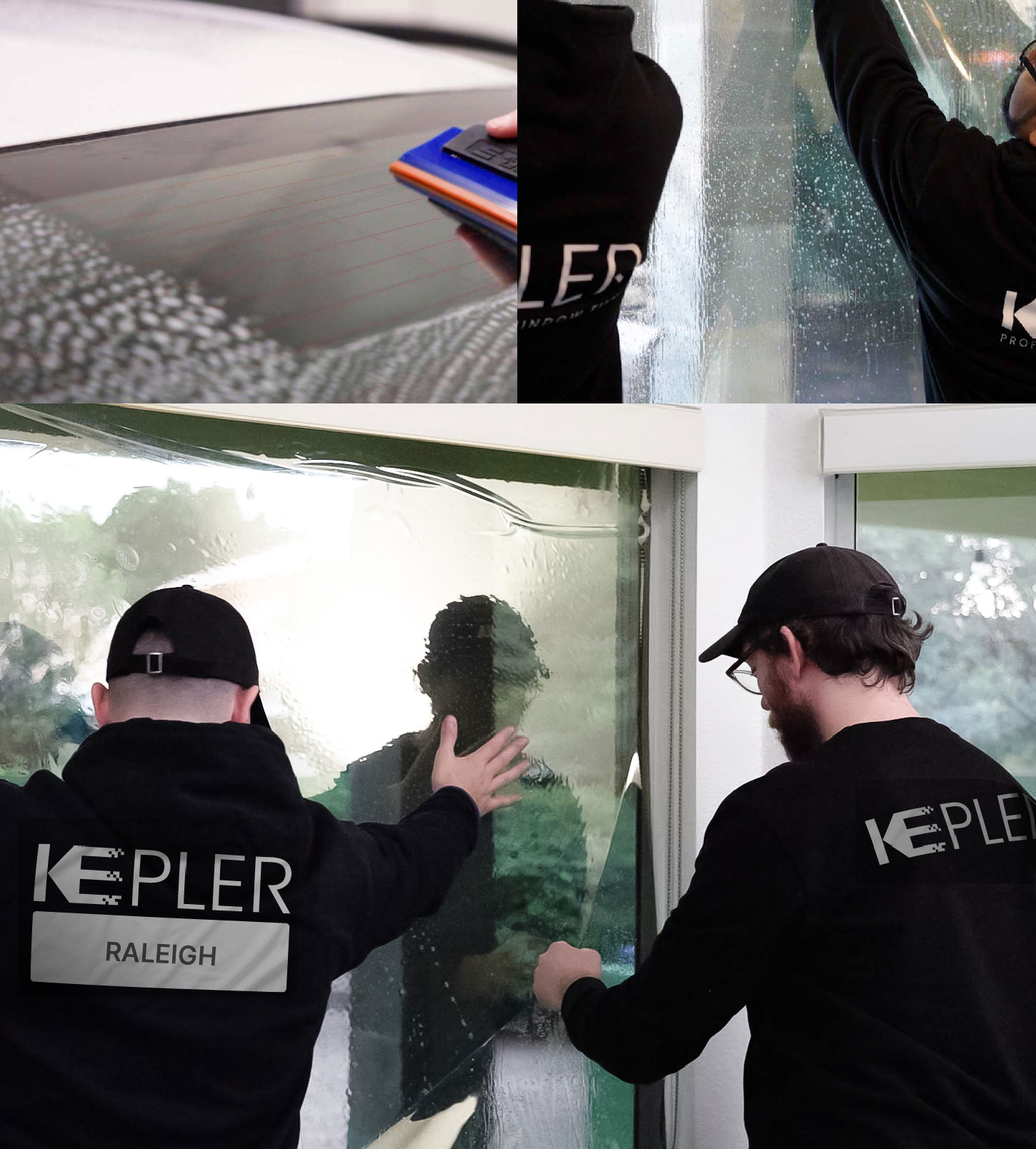 Expert Technician Fitting Advanced Window Tint to Home in Raleigh
