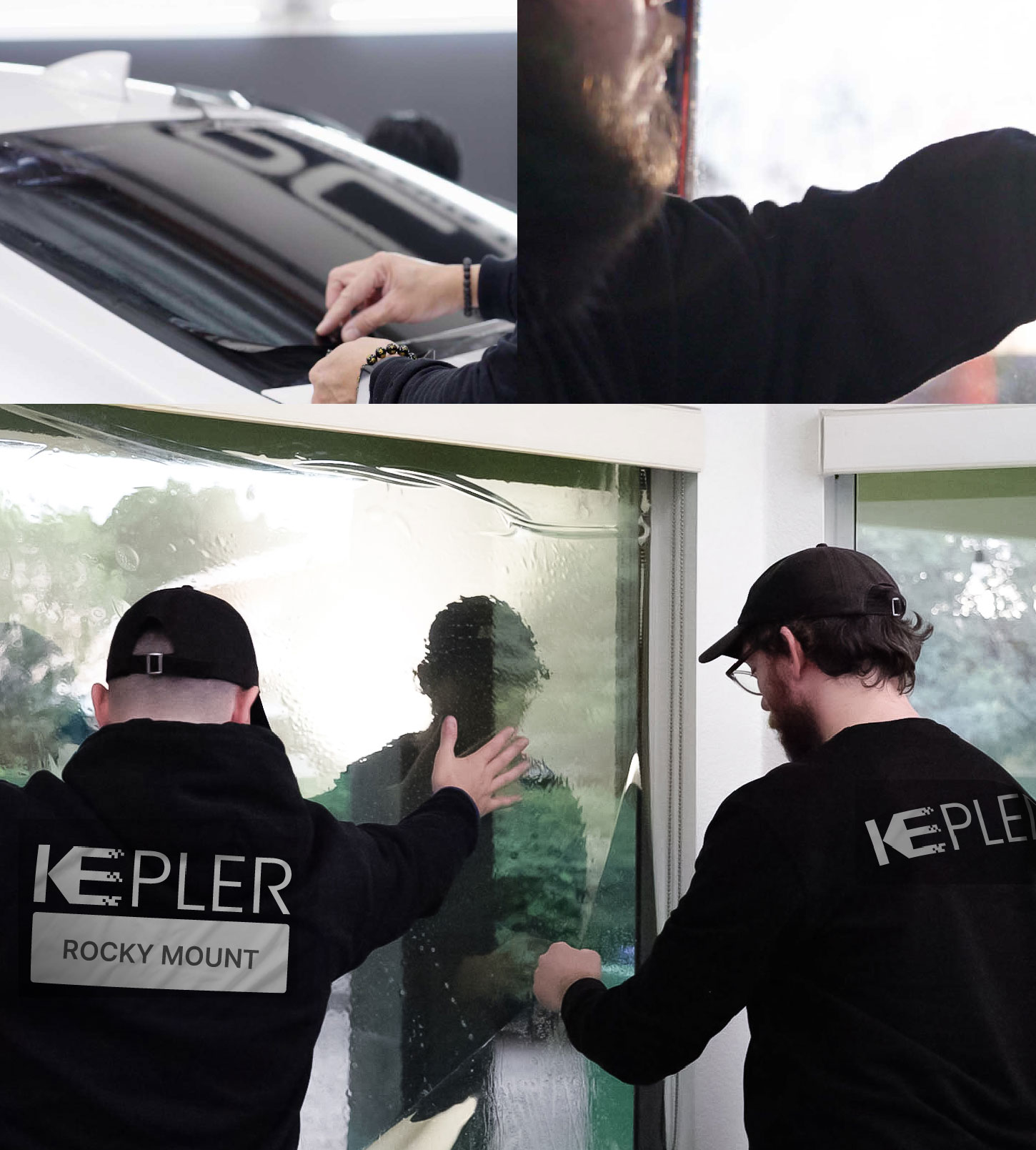 Kepler Technician Installing Ceramic Window Tint to Home in Rocky Mount