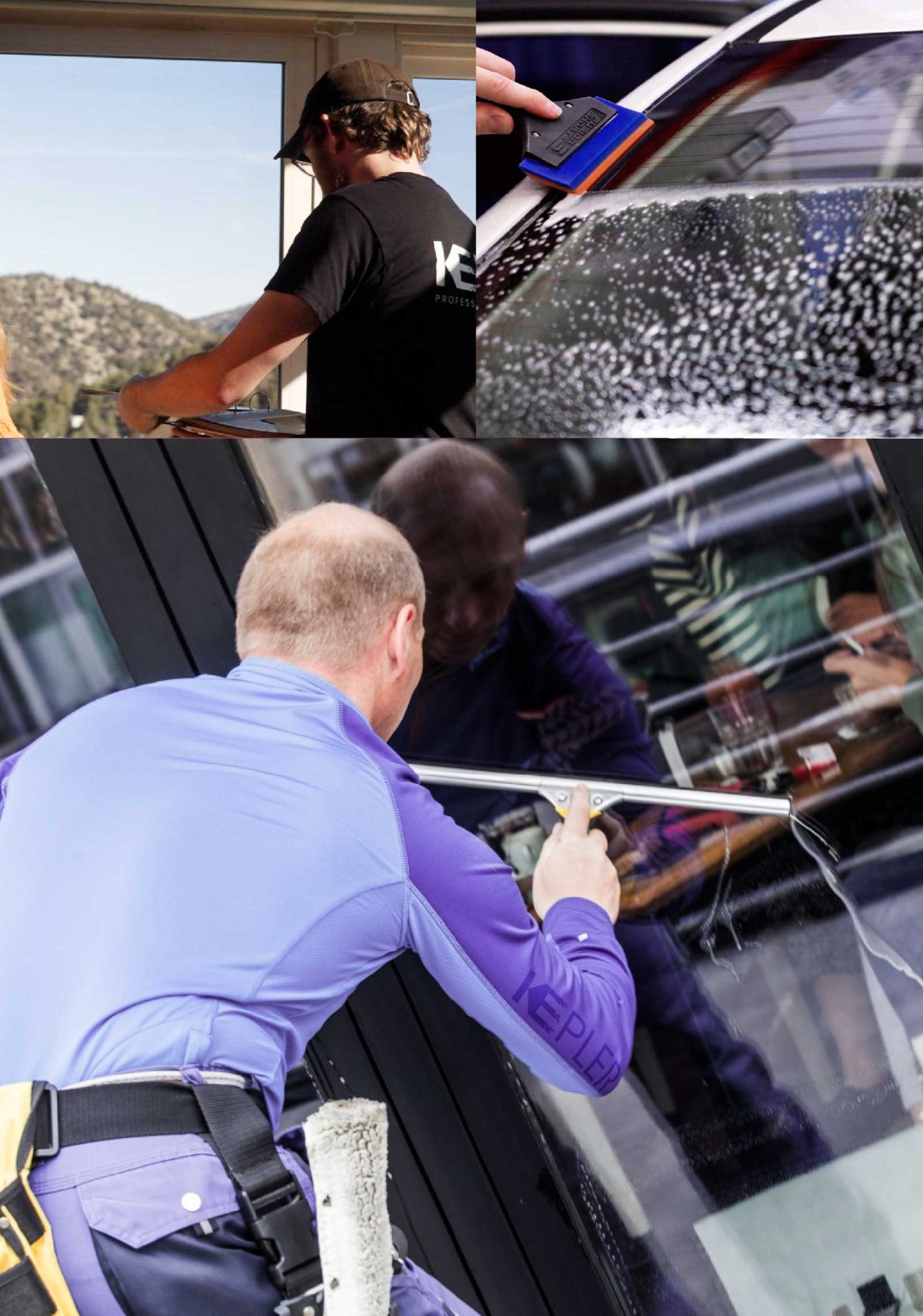 Kepler Skilled Applying Anti-Graffiti Window Film to a Middleton Shop Front