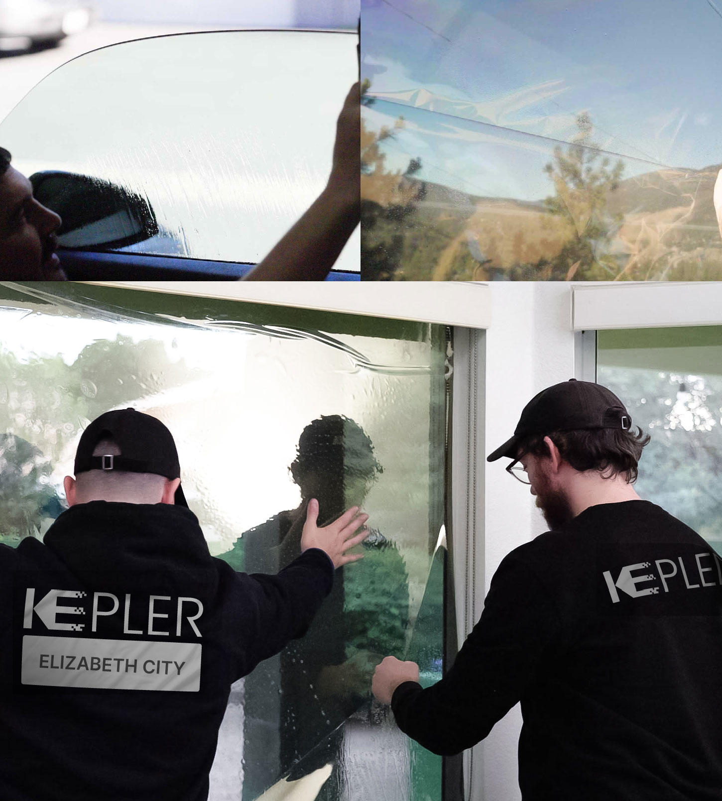 Expert Technician Fitting Advanced Window Tint to Home in Elizabeth City