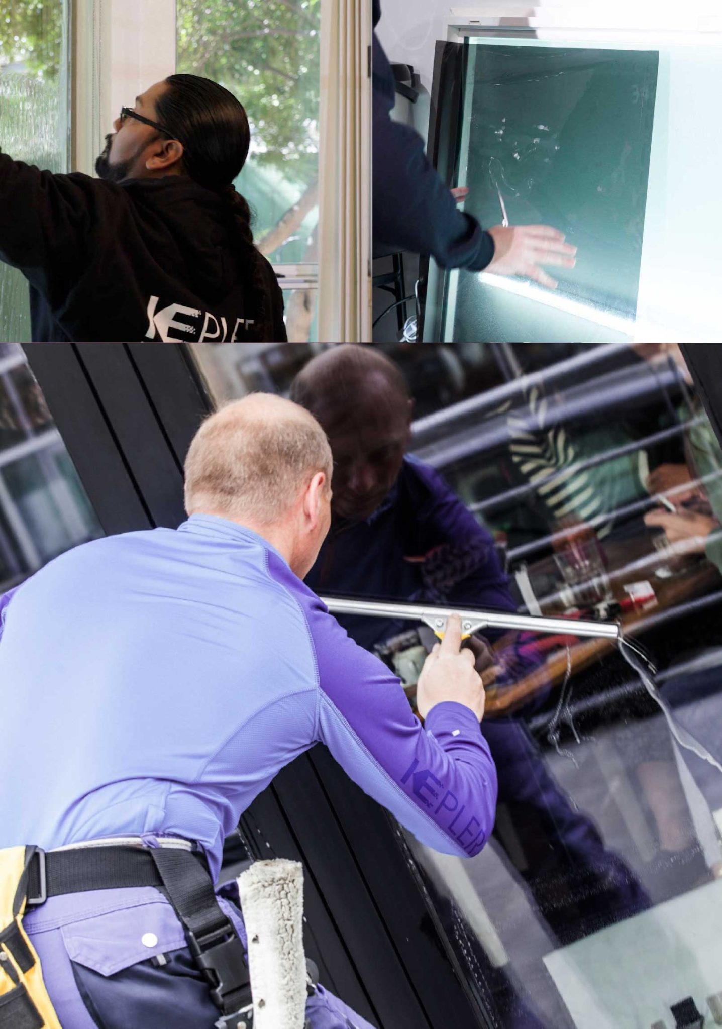 Kepler Skilled Applying Anti-Graffiti Window Film to a Beaver Dam Shop Front
