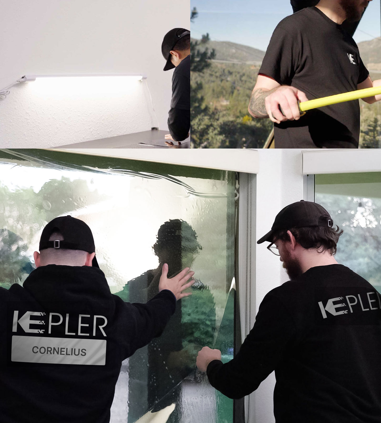 Kepler Technician Fitting High-tech Window Tint to Home in Cornelius