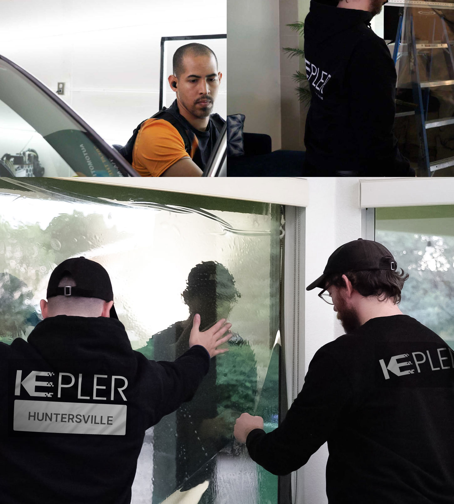 Kepler Technician Installing Ceramic Window Tint to Home in Huntersville