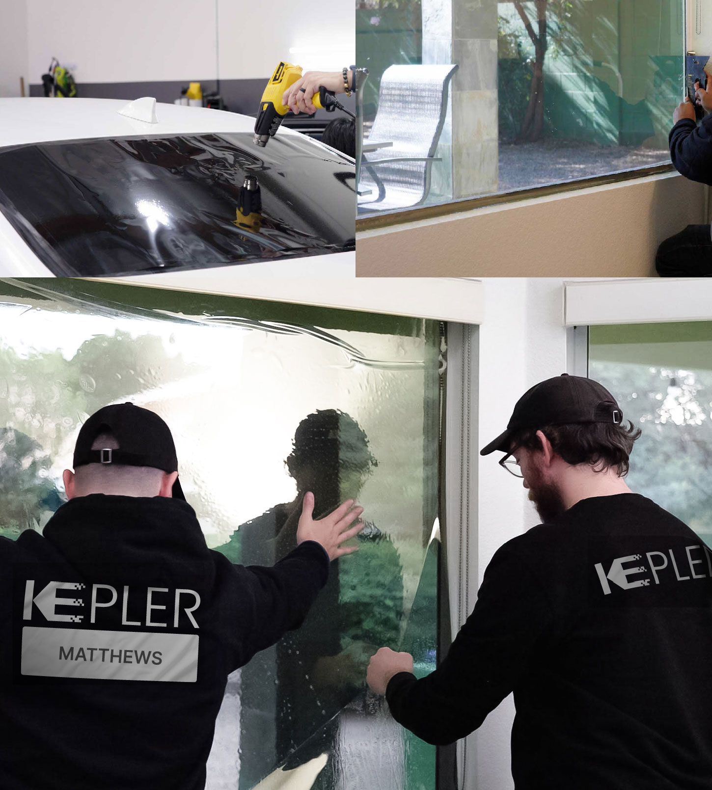 Kepler Technician Installing Advanced Window Tint to Home in Matthews