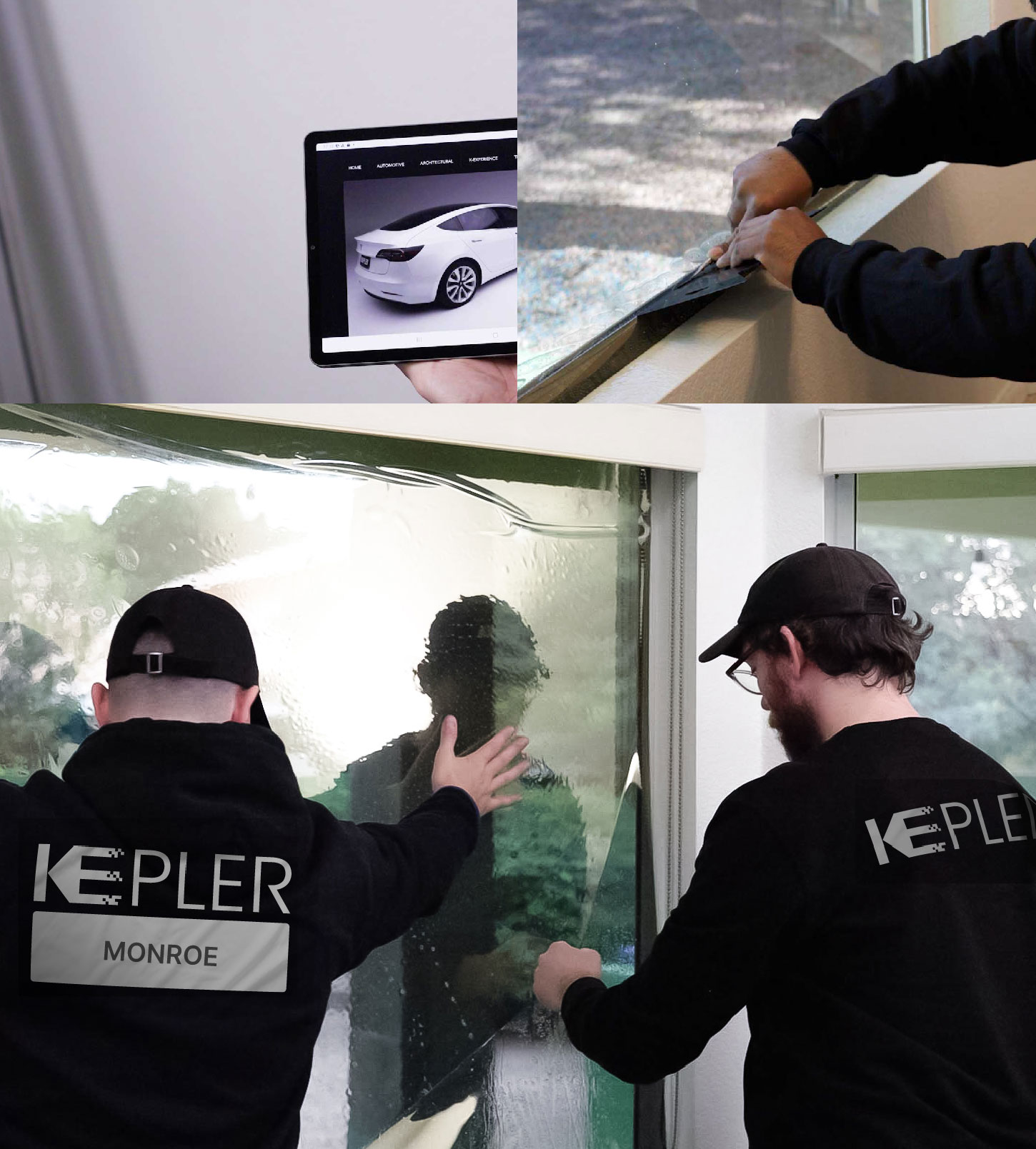 Kepler Technician Fitting Advanced Window Tint to Home in Monroe