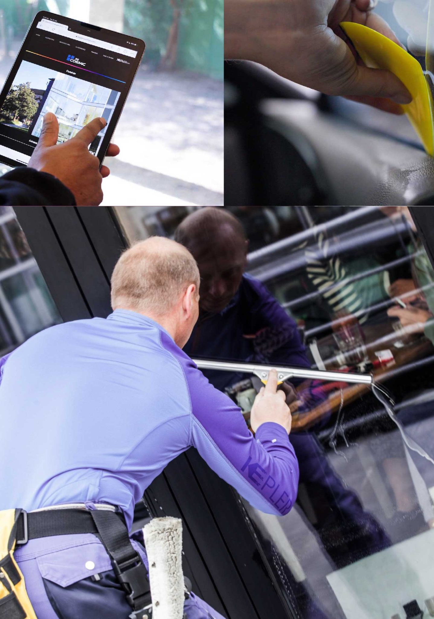 Kepler Skilled Applying Anti-Graffiti Window Film to a Appleton Shop Front