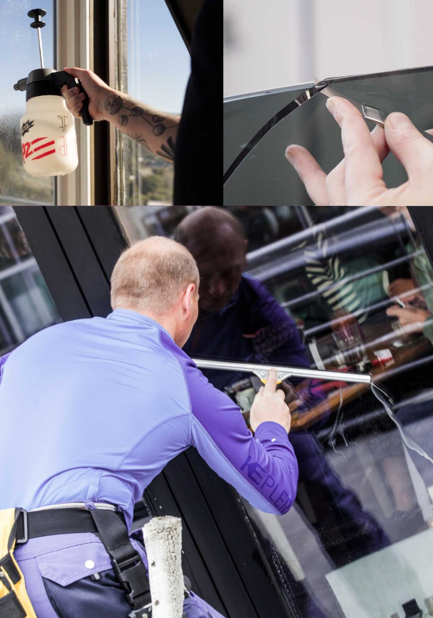 Kepler Professional Applying Anti-Graffiti Window Film to a Menasha Shop Front