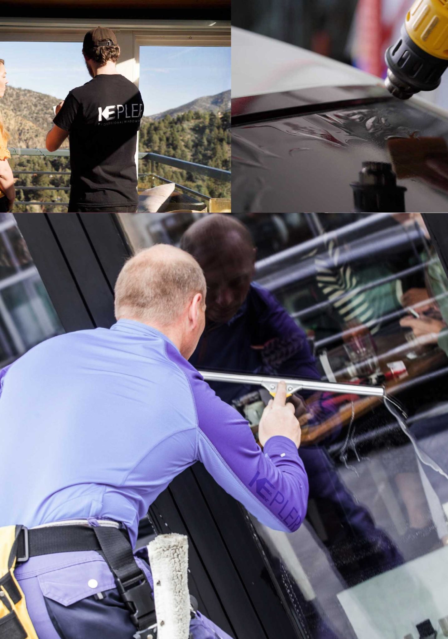 Kepler Expert Applying Anti-Graffiti Window Film to a Neenah Shop Front