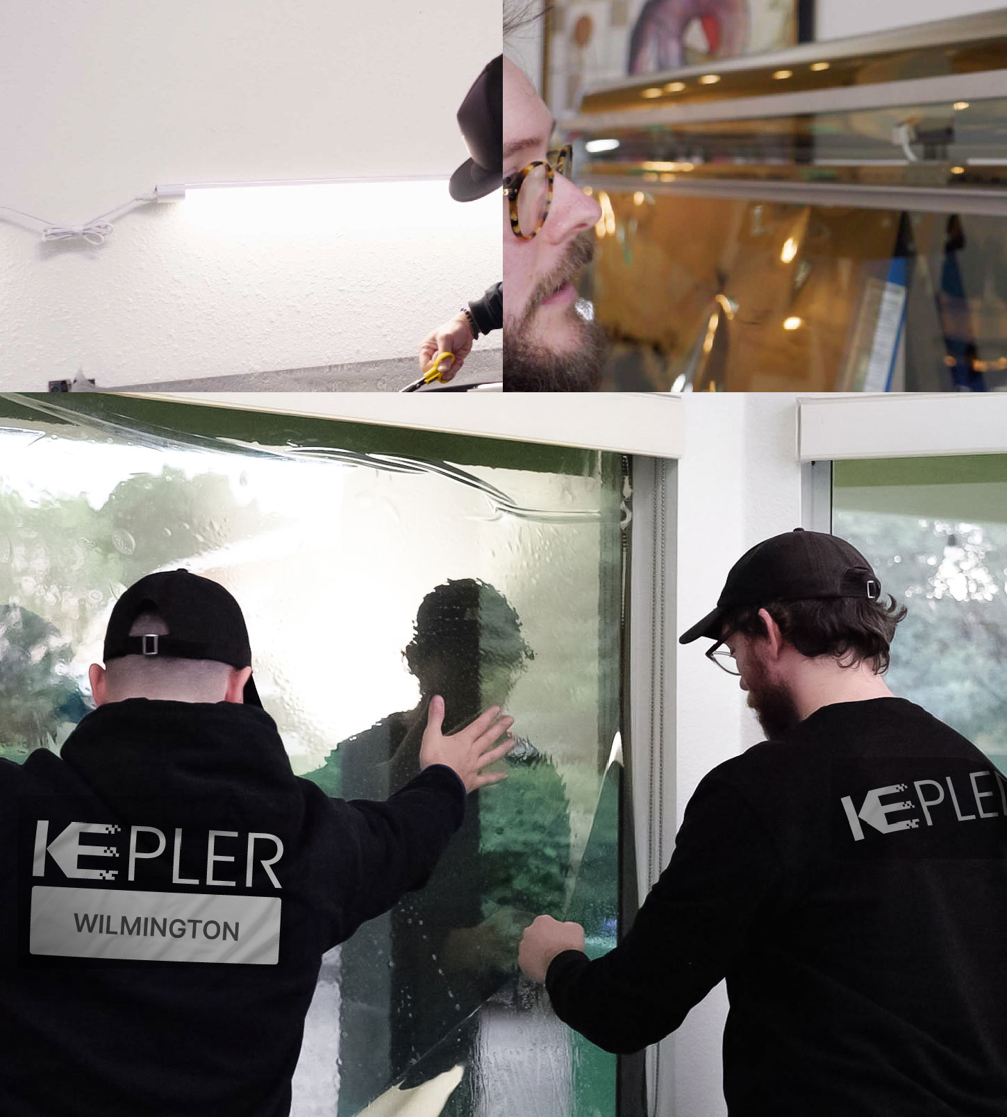 Expert Technician Installing Advanced Window Tint to Home in Wilmington