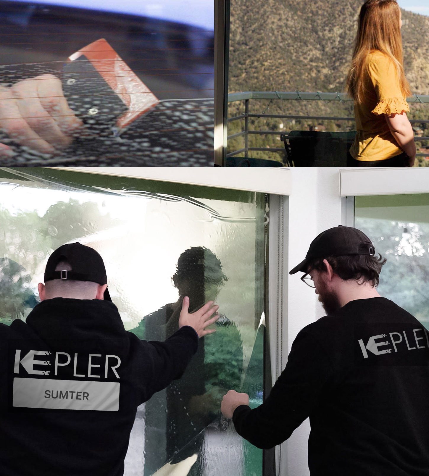 Expert Technician Fitting Advanced Window Tint to Home in Sumter