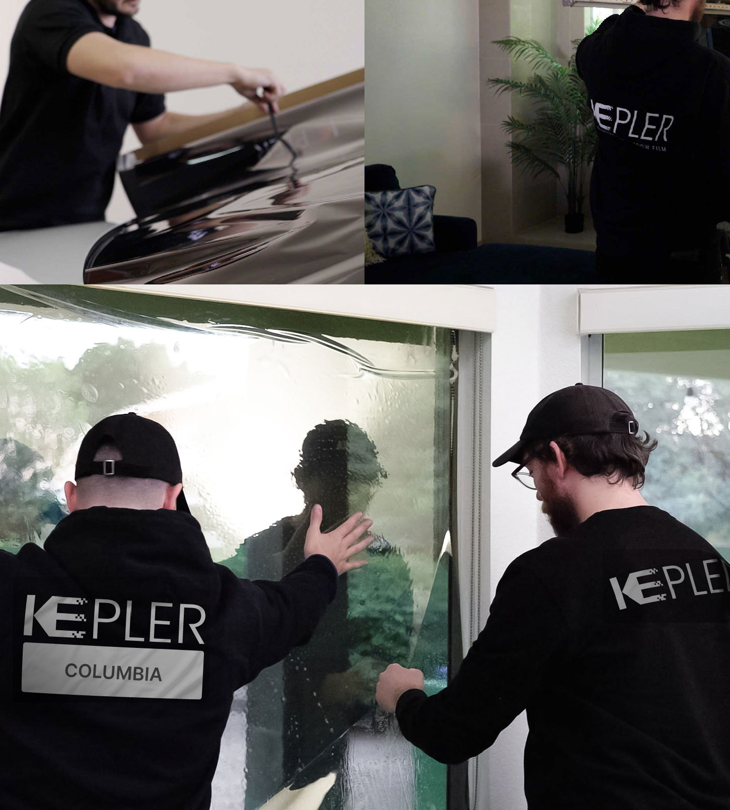 Expert Technician Installing High-tech Window Tint to Home in Columbia