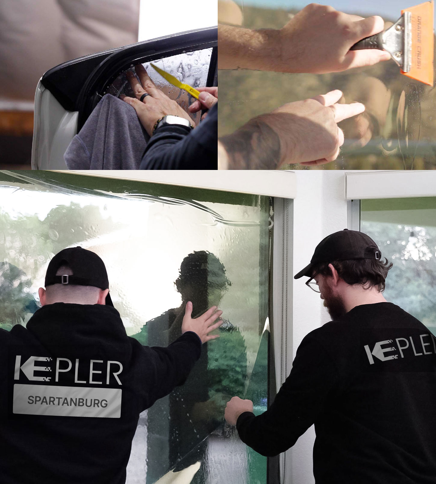 Kepler Technician Installing Advanced Window Tint to Home in Spartanburg