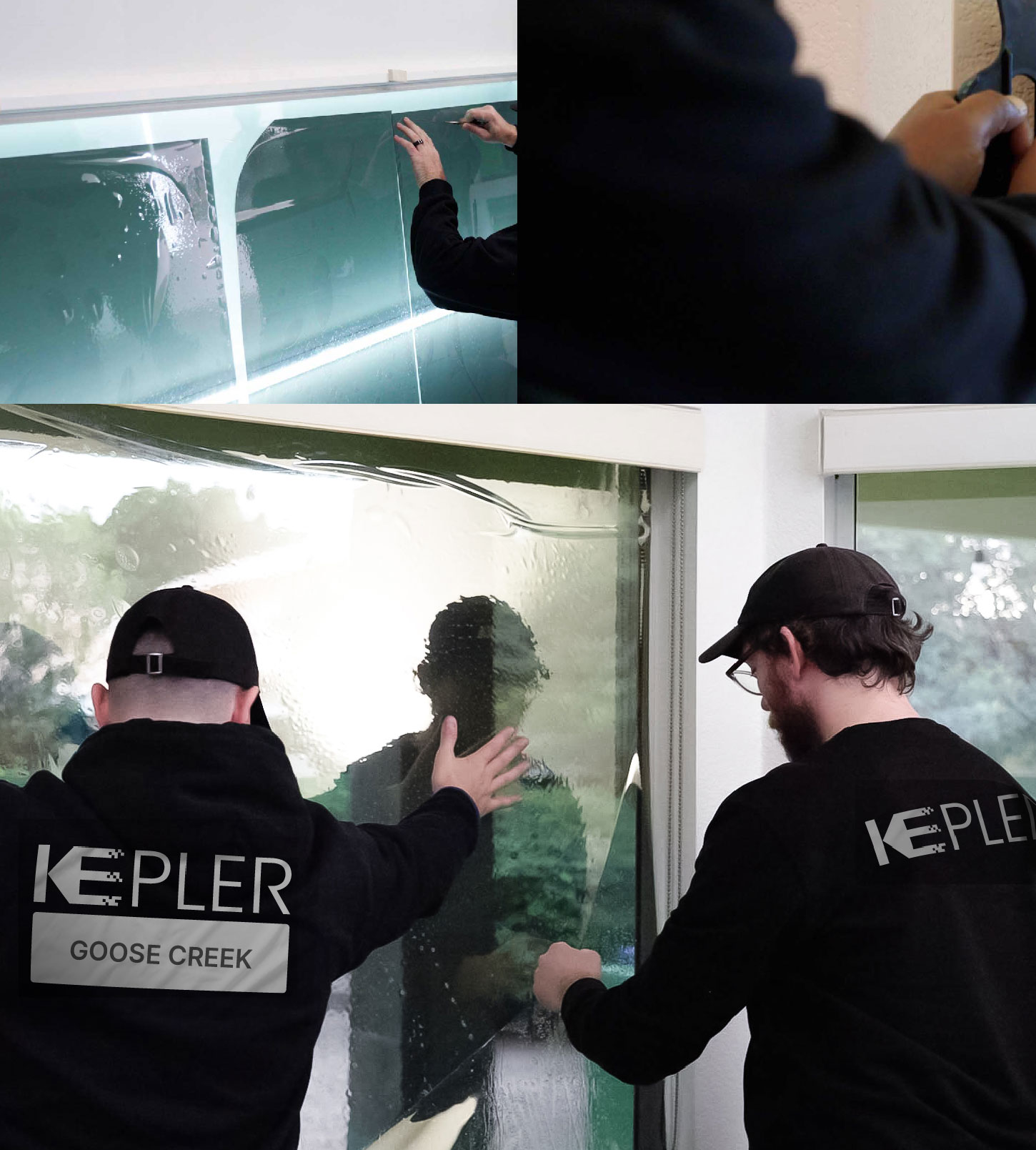 Kepler Technician Fitting Ceramic Window Tint to Home in Goose Creek