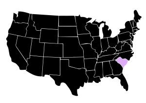 Map Displaying Location of Kepler Home Window Tinters in North Myrtle Beach, South Carolina with Purple Area on the State