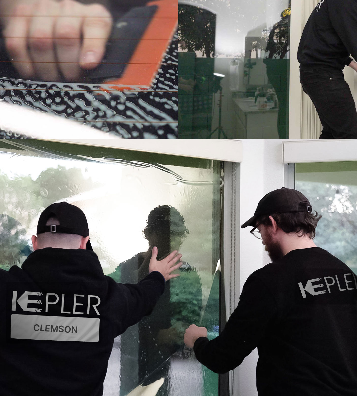 Kepler Technician Applying Advanced Window Tint to Home in Clemson