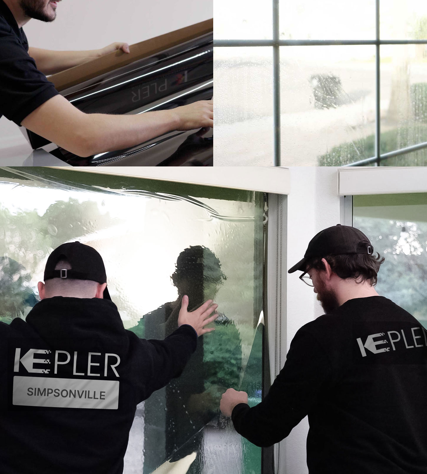 Expert Technician Fitting Ceramic Window Tint to Home in Simpsonville
