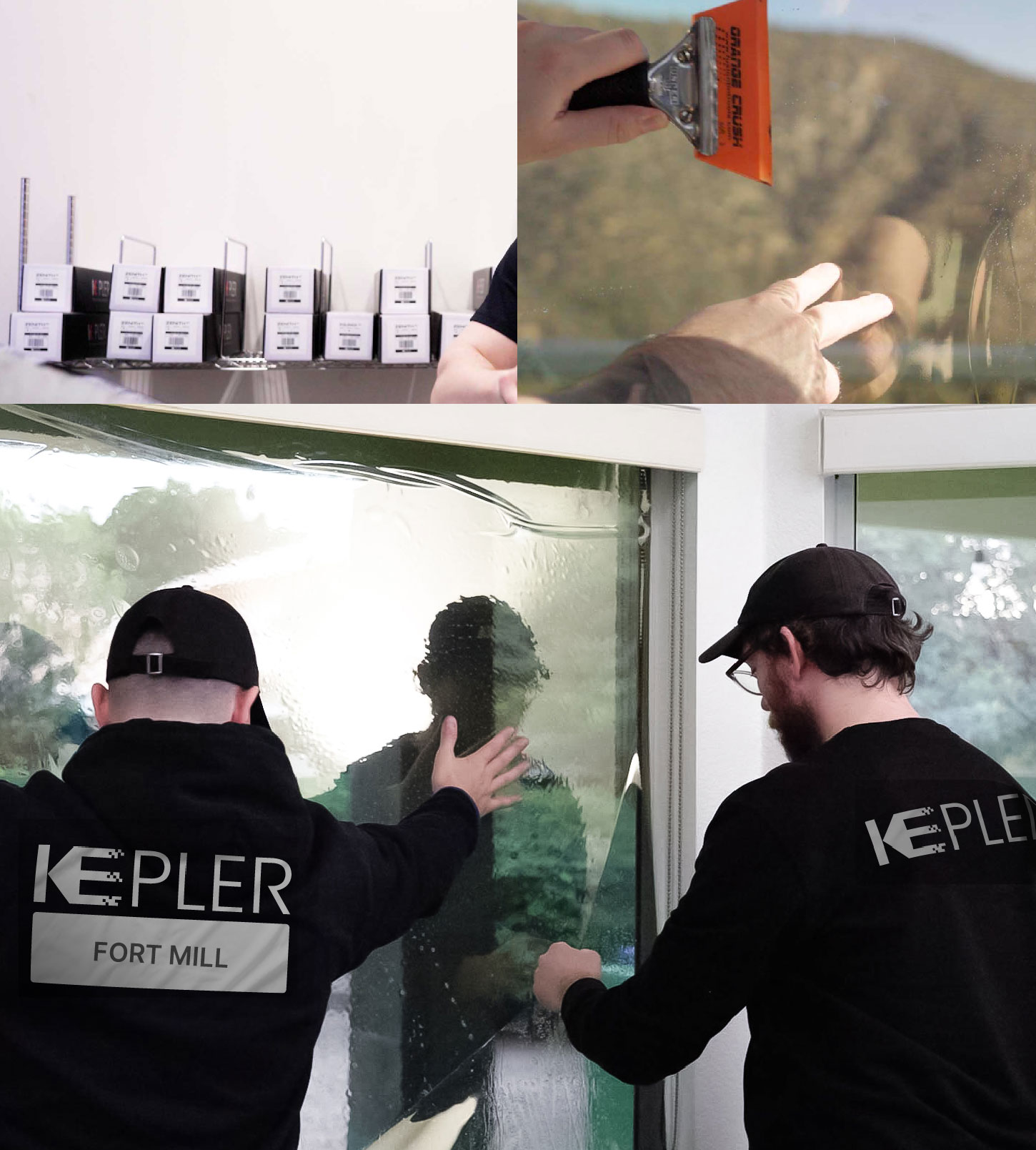 Kepler Technician Applying Advanced Window Tint to Home in Fort Mill