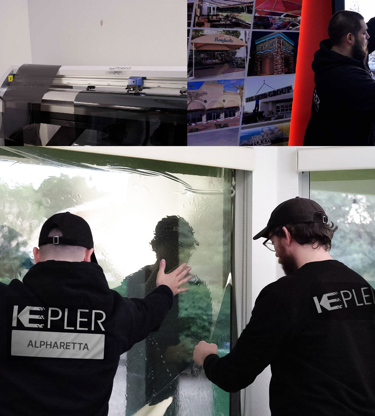 Kepler Technician Applying Ceramic Window Tint to Home in Alpharetta