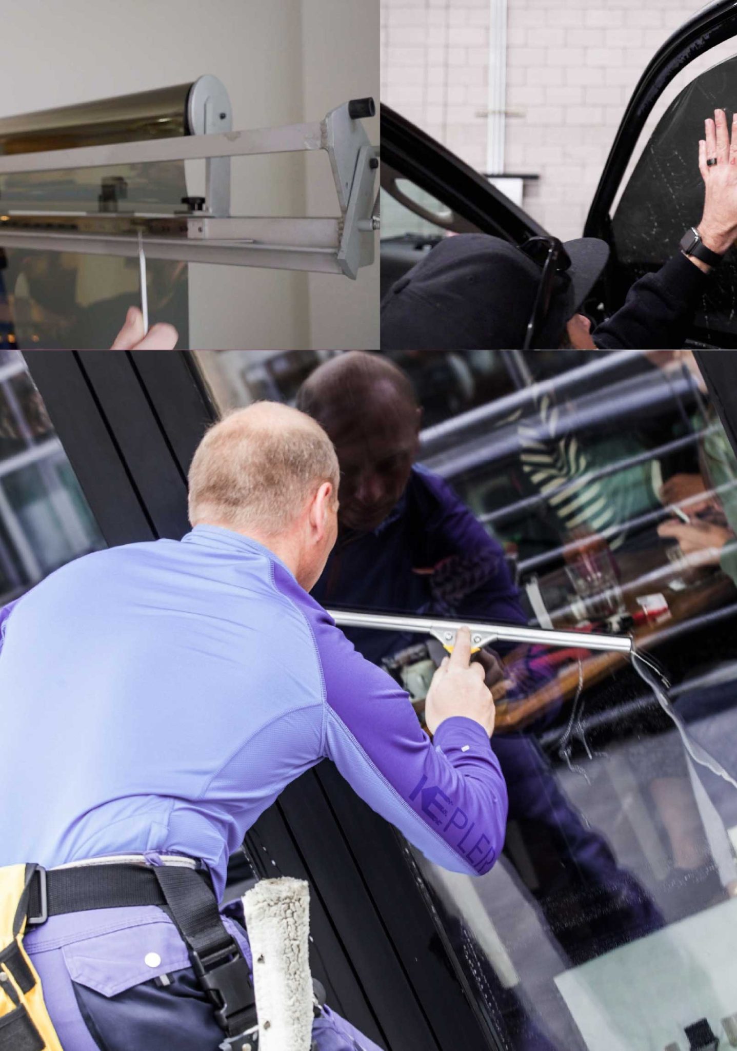 Kepler Skilled Applying Anti-Graffiti Window Film to a Aberdeen Shop Front