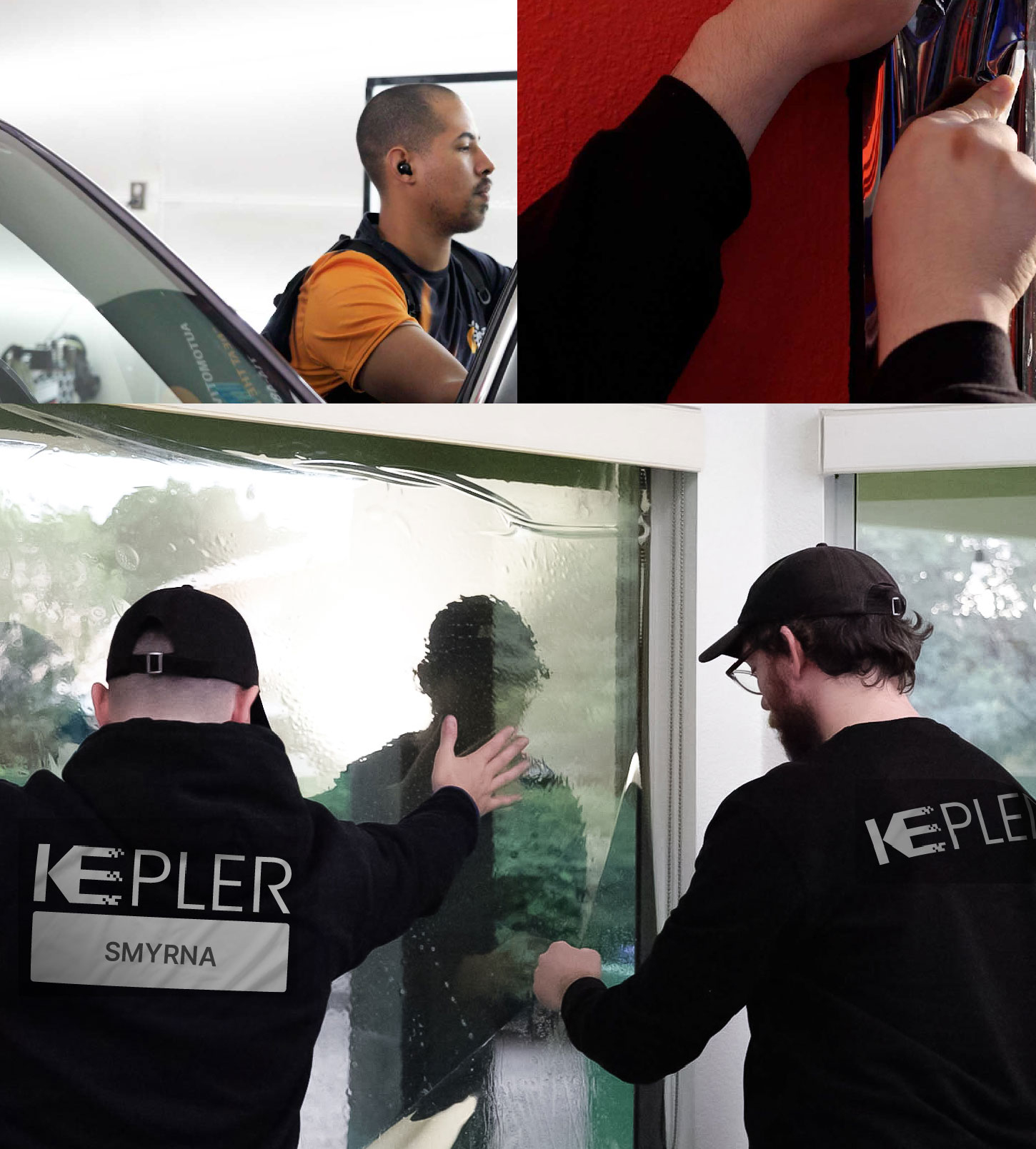 Expert Technician Applying High-tech Window Tint to Home in Smyrna