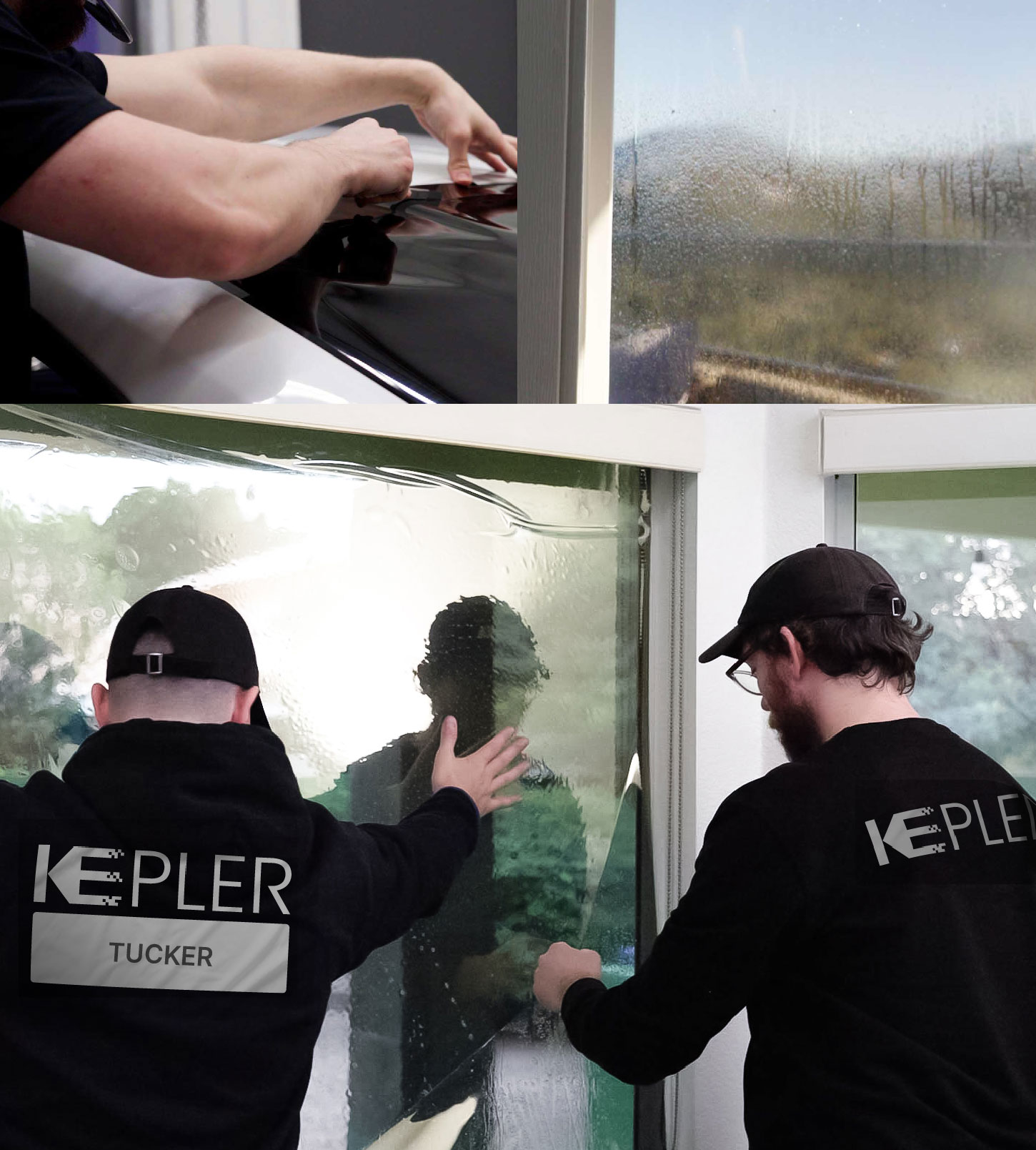 Kepler Technician Fitting Ceramic Window Tint to Home in Tucker