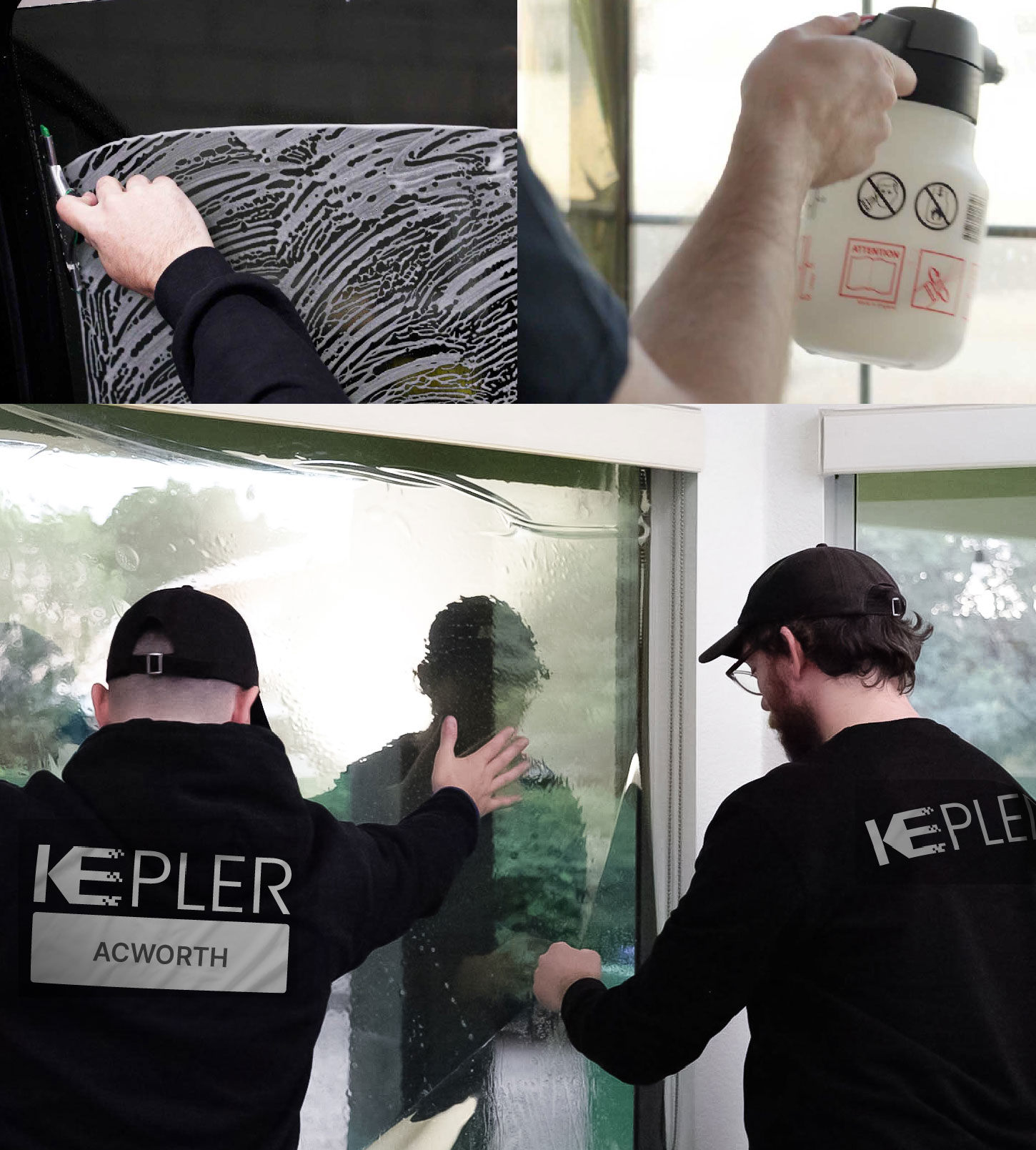 Kepler Technician Installing Ceramic Window Tint to Home in Acworth