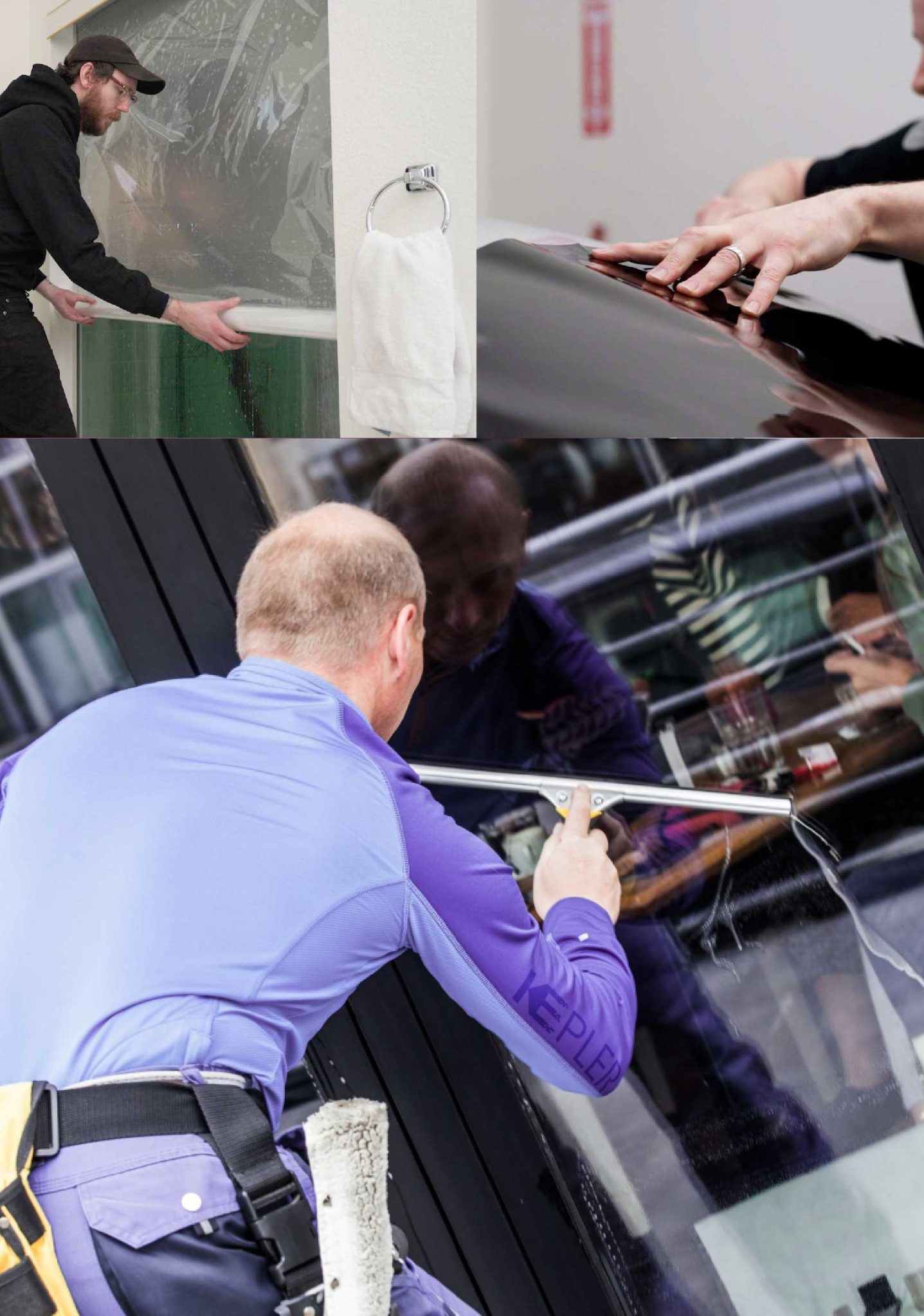 Kepler Professional Applying Anti-Graffiti Window Film to a Bismarck Shop Front